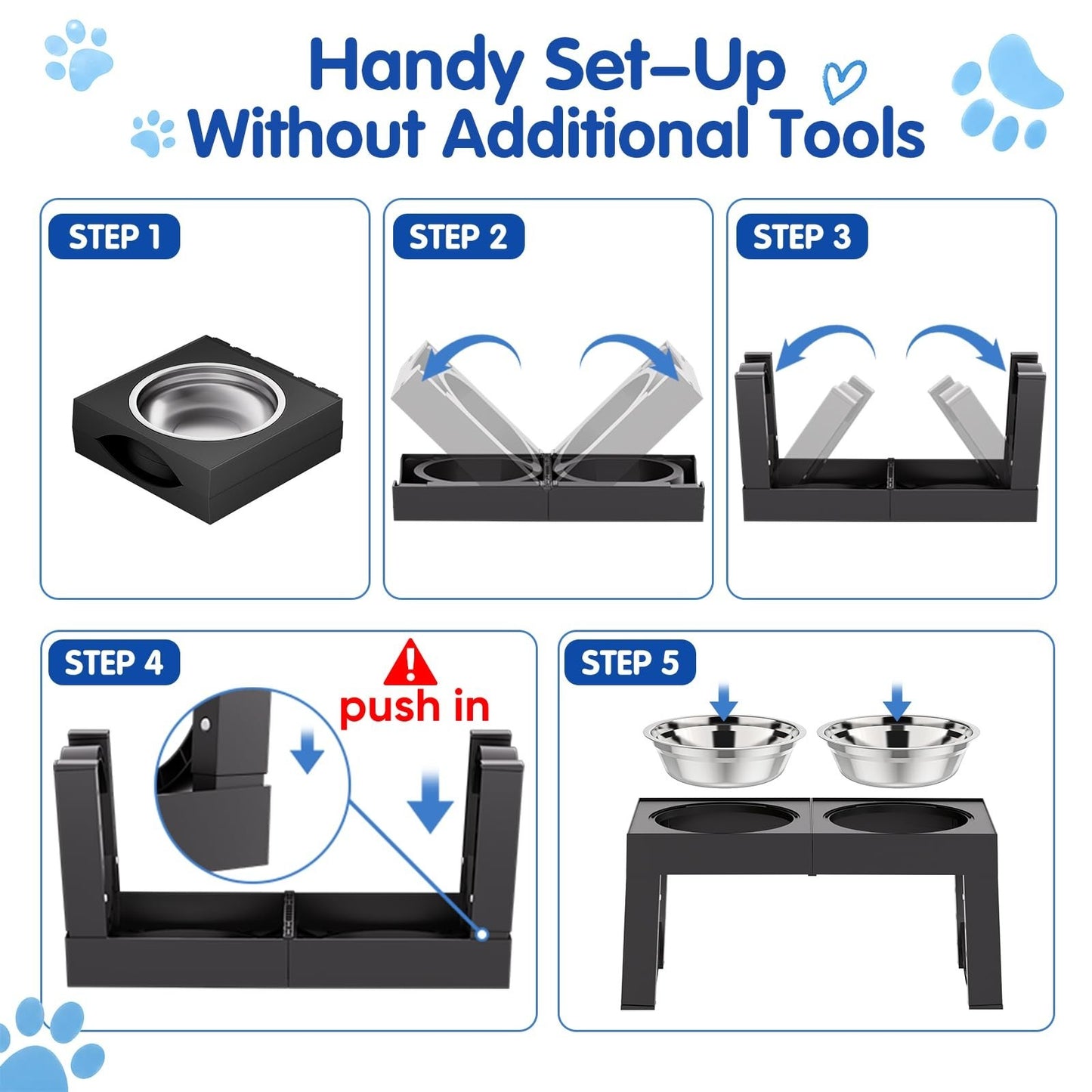 Elevated Dog Bowls for Large Breeds   Adjustable Stainless Steel Feeder Stand 9 8