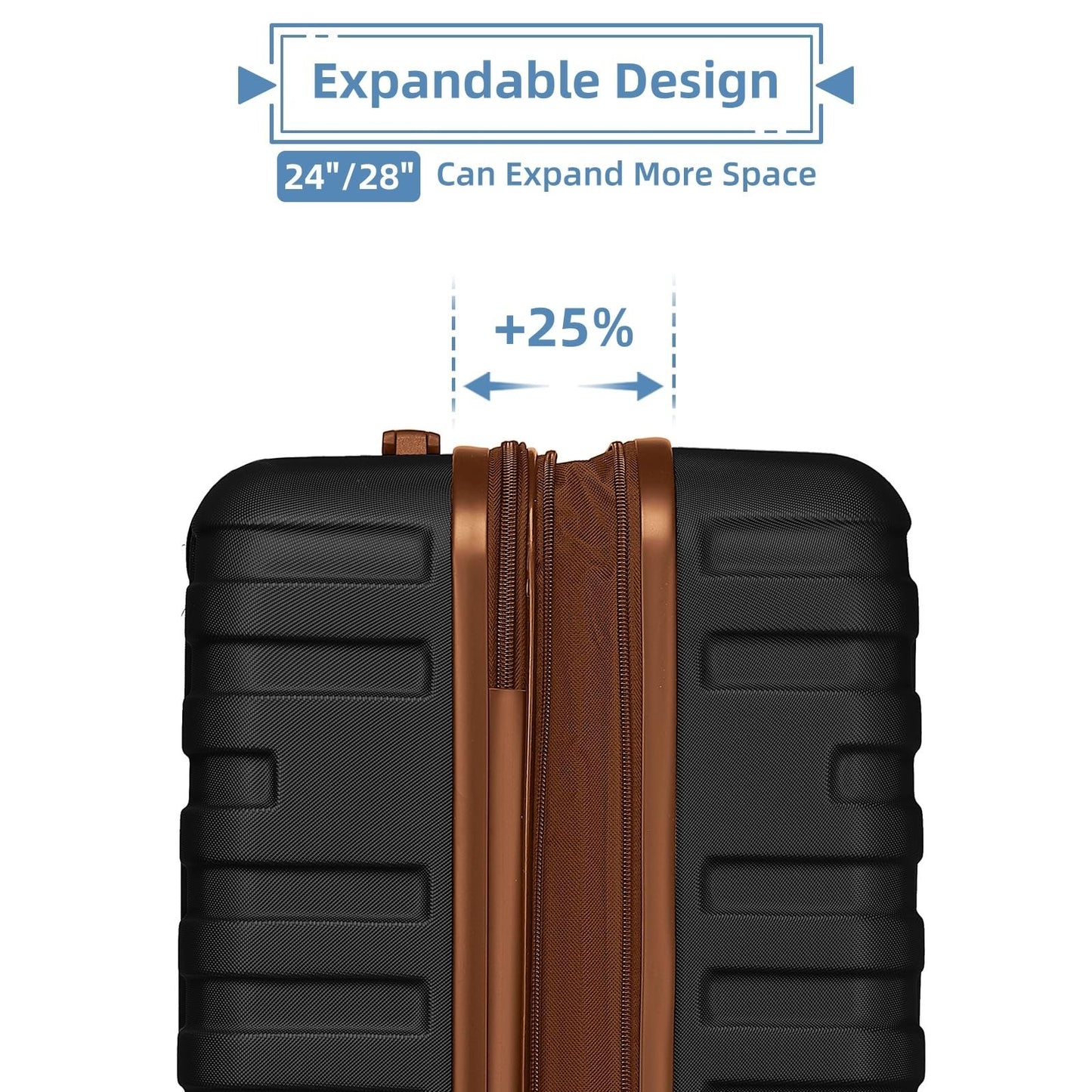 Expandable 6-Piece Luggage Set with Wheels, TSA-Approved Lock, Lightweight Hards2