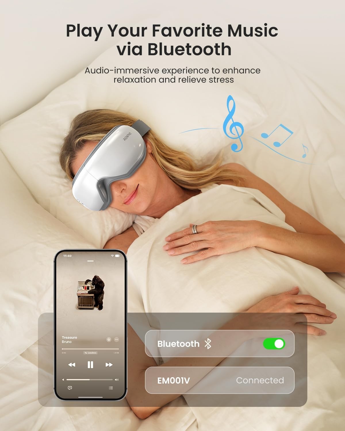 Heated Eye Massager with Voice Control | Vibration Relief for Tension, Strain &4