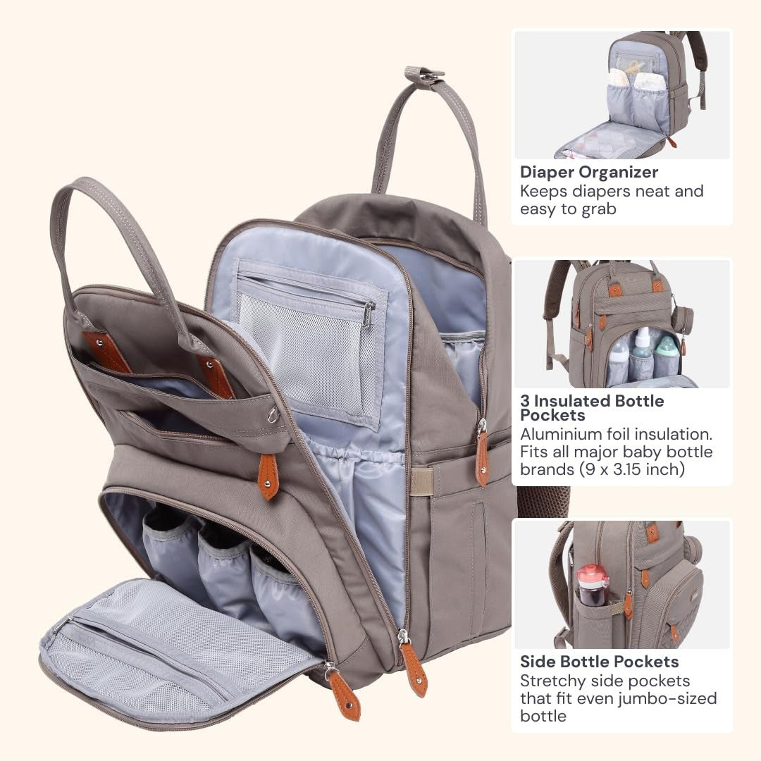 Multi Function Water Resistant Diaper Bag Backpack   Baby Travel Tote, Changing2