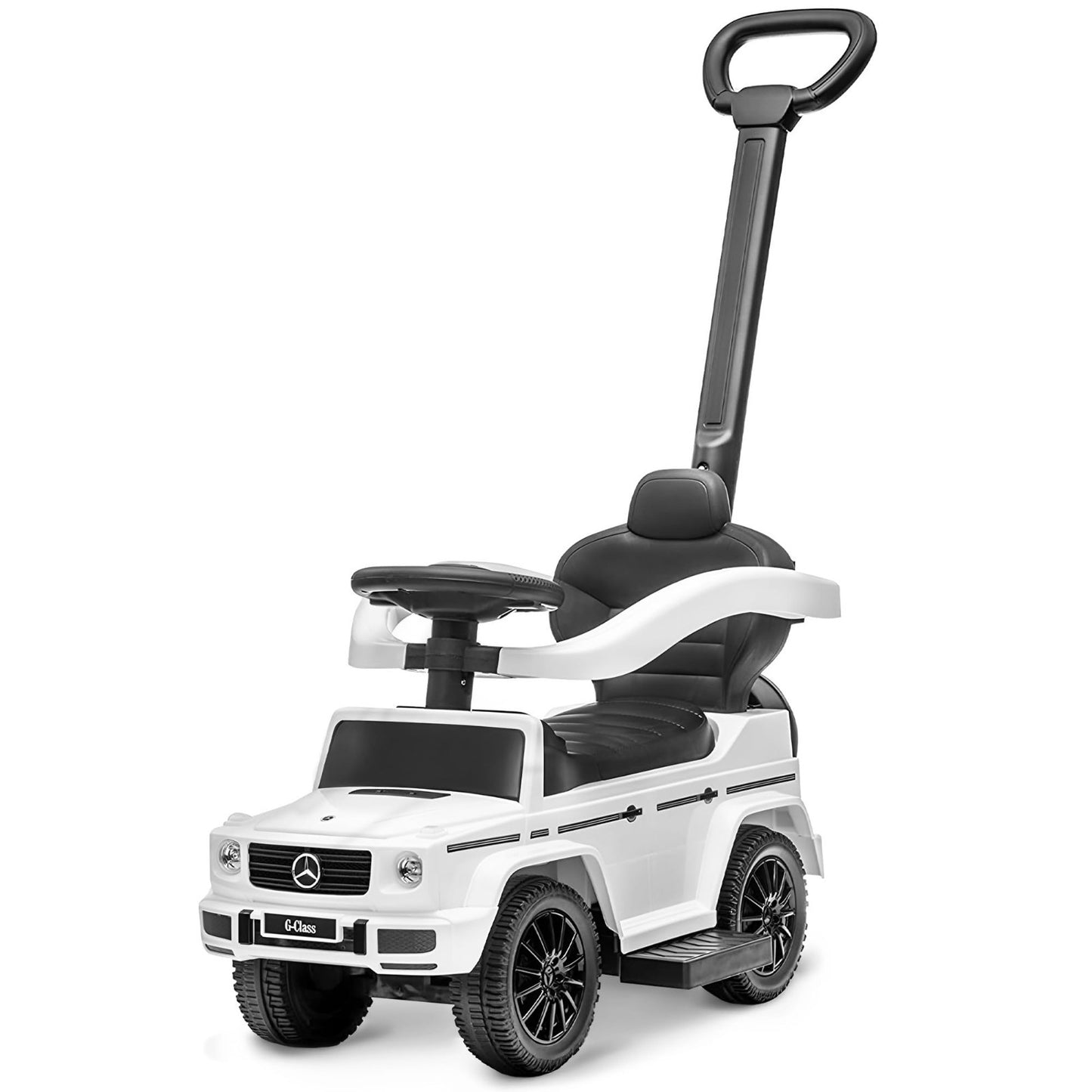 Kids Ride-On Car Stroller Mercedes G-Wagon for Toddlers 1-3, Music & Horn, White1