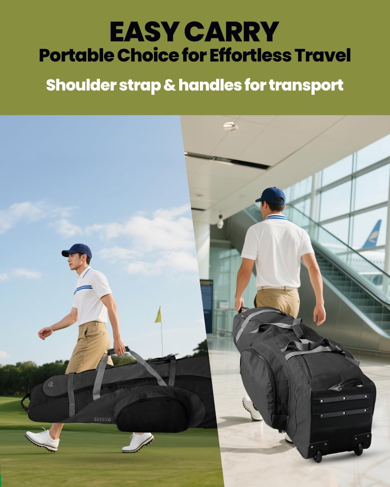 Padded Golf Travel Bag with Reinforced Wheels | Waterproof 900D Oxford Fabric, S4