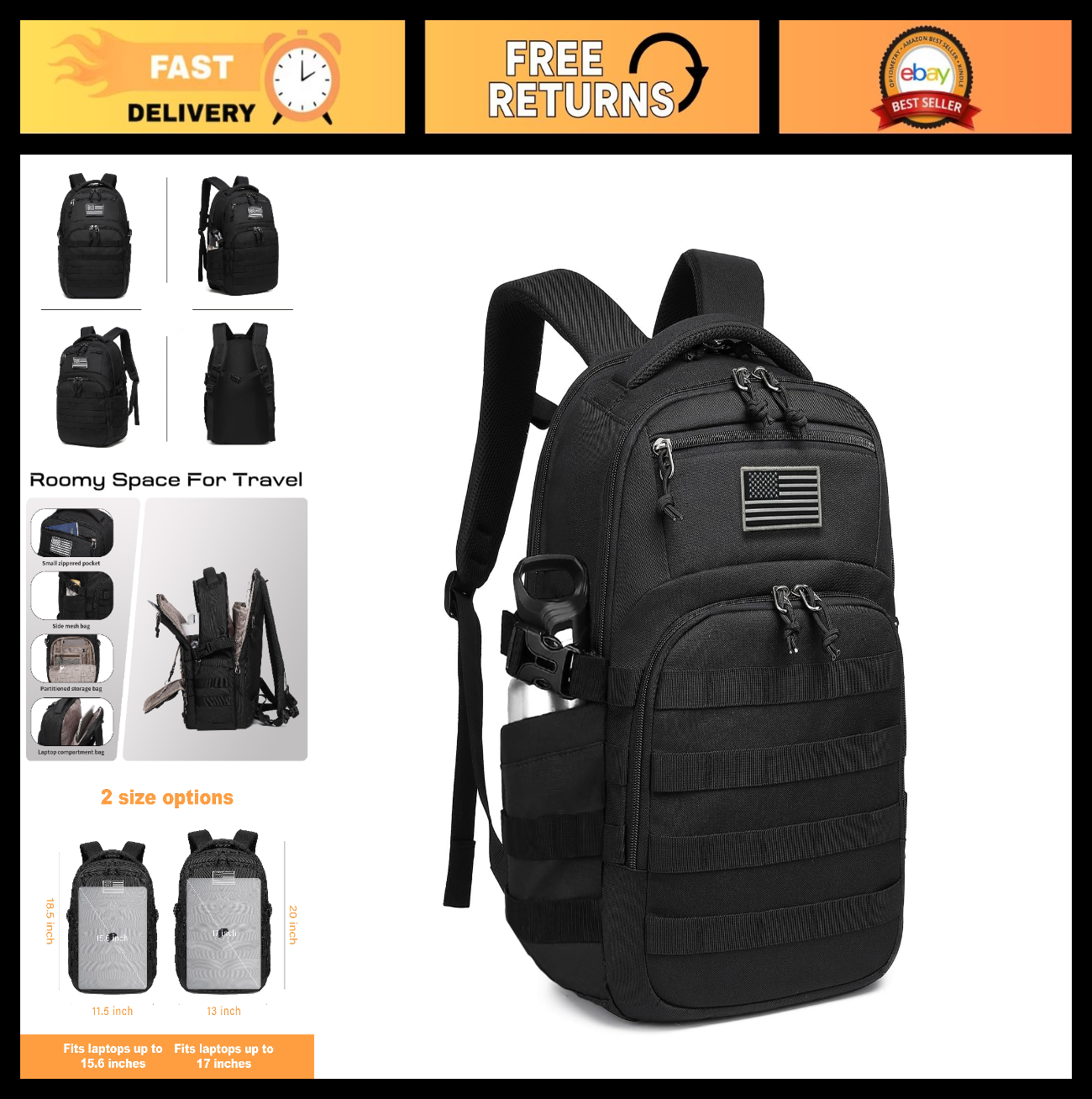 Tactical Military Backpack for Men   Small Black Assault Bag, Outdoor Gear0