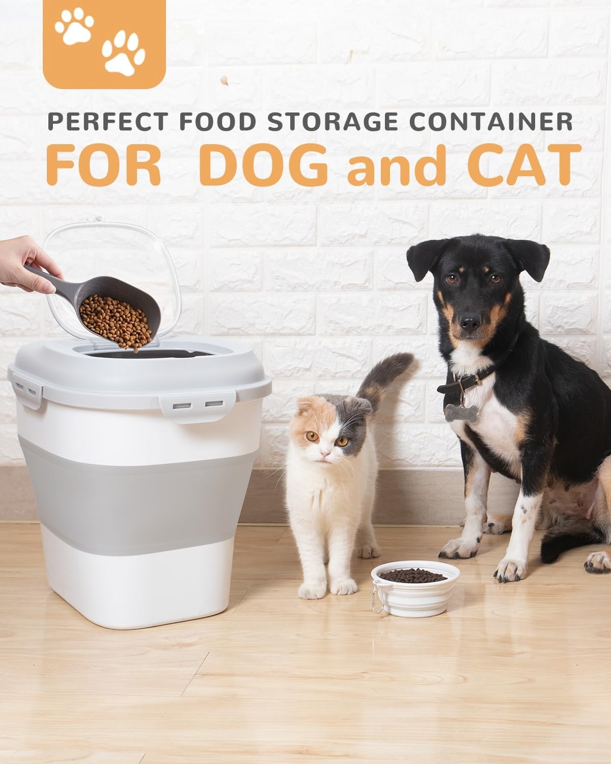 Collapsible Dog Food Storage Container - 30-35 Lbs Capacity, Airtight & Durable2