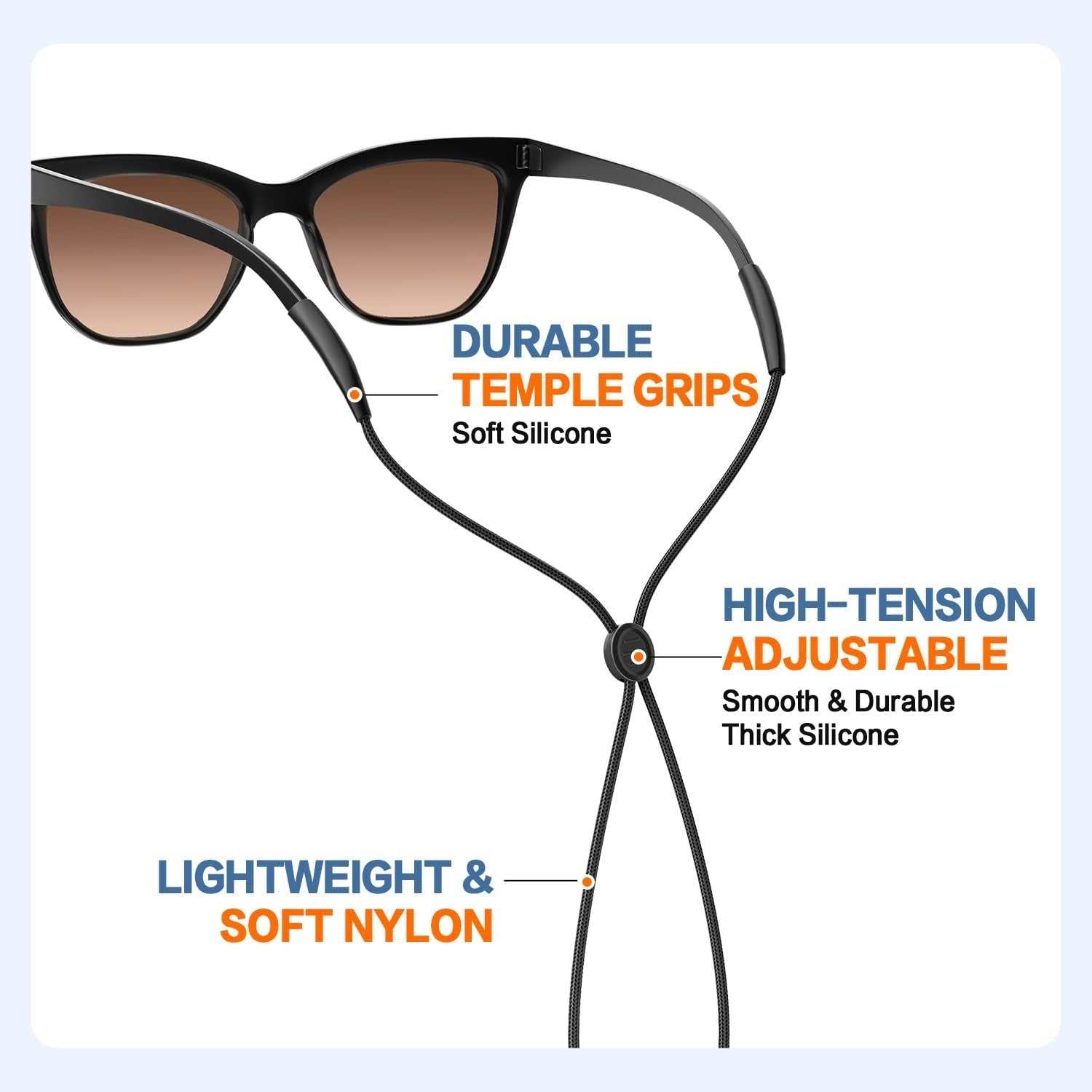 Adjustable Eyewear Strap 3Pcs, Sunglasses Holder & Eyeglass Retainer for Sports3