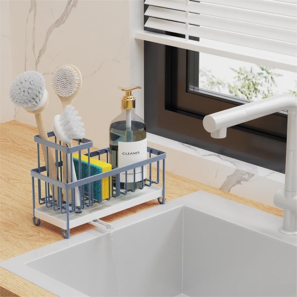 Kitchen Sink Caddy Organizer   Rustproof 304 Stainless Steel Sponge Holder, Brus3