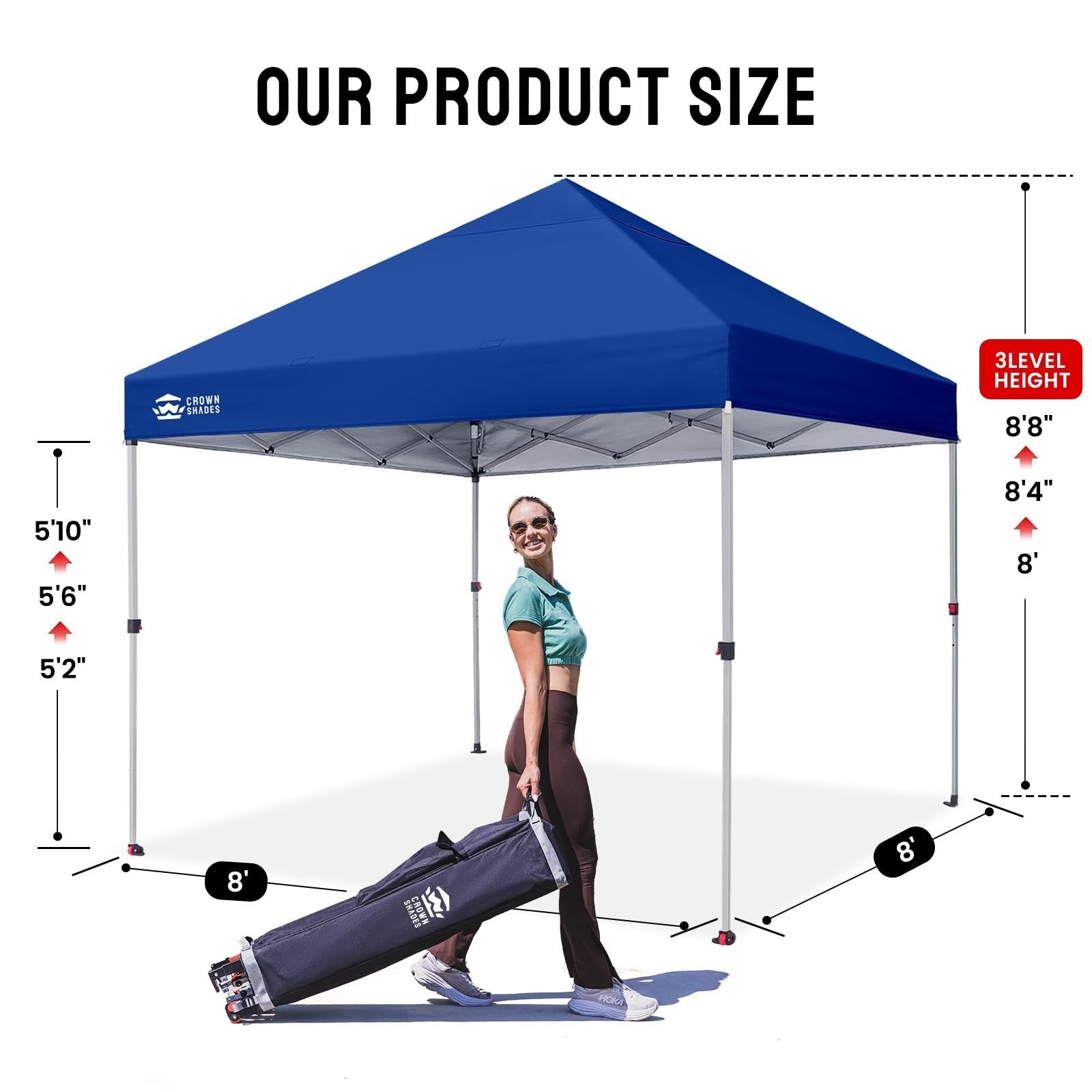8x8 Pop Up Canopy Tent   Easy Setup, Navy Blue Outdoor Shade for Events, Parties2