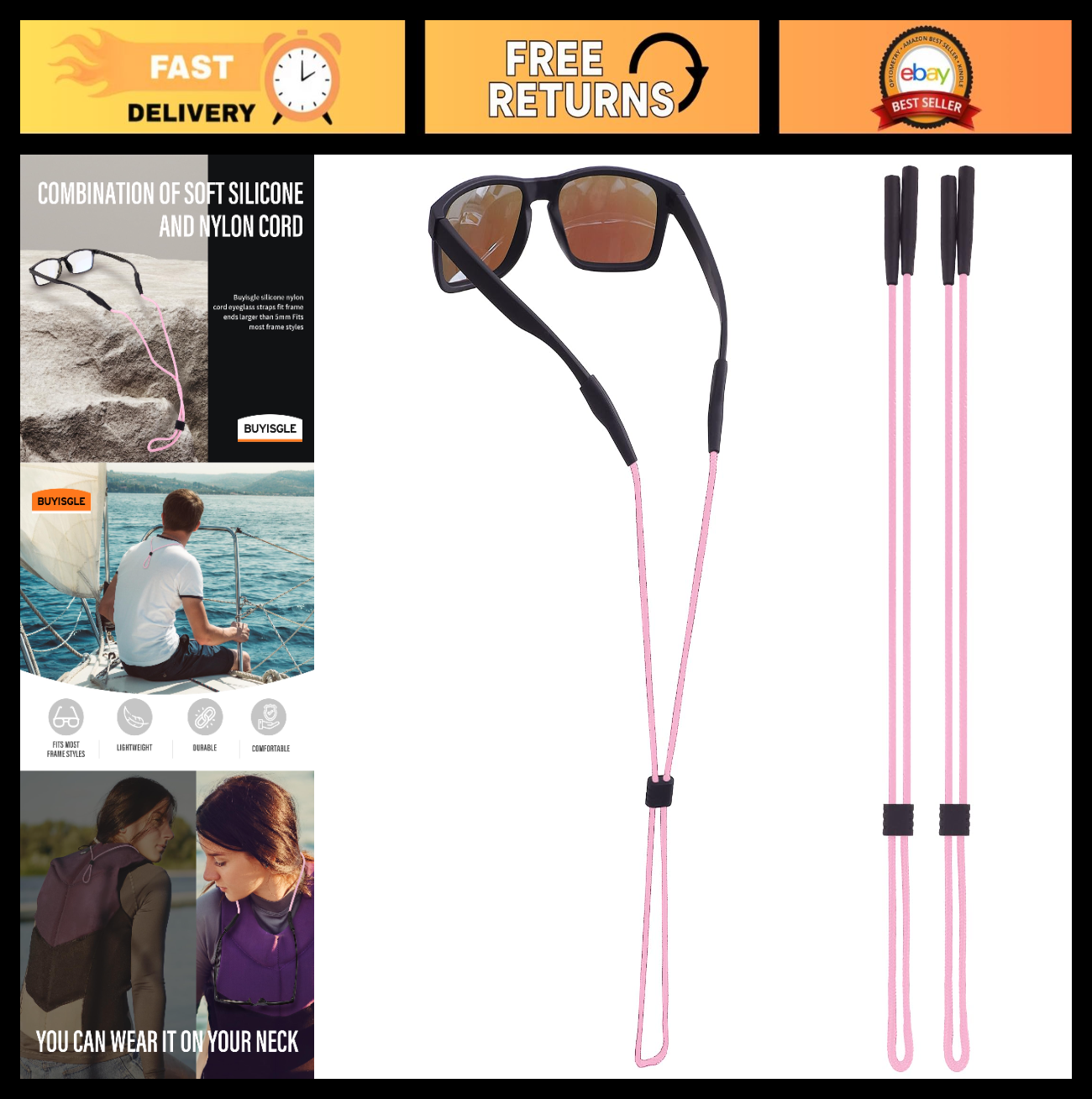 Sunglasses Holder Strap - Eyeglass Neck Lanyard Retainer for Men, Women, Kids -0
