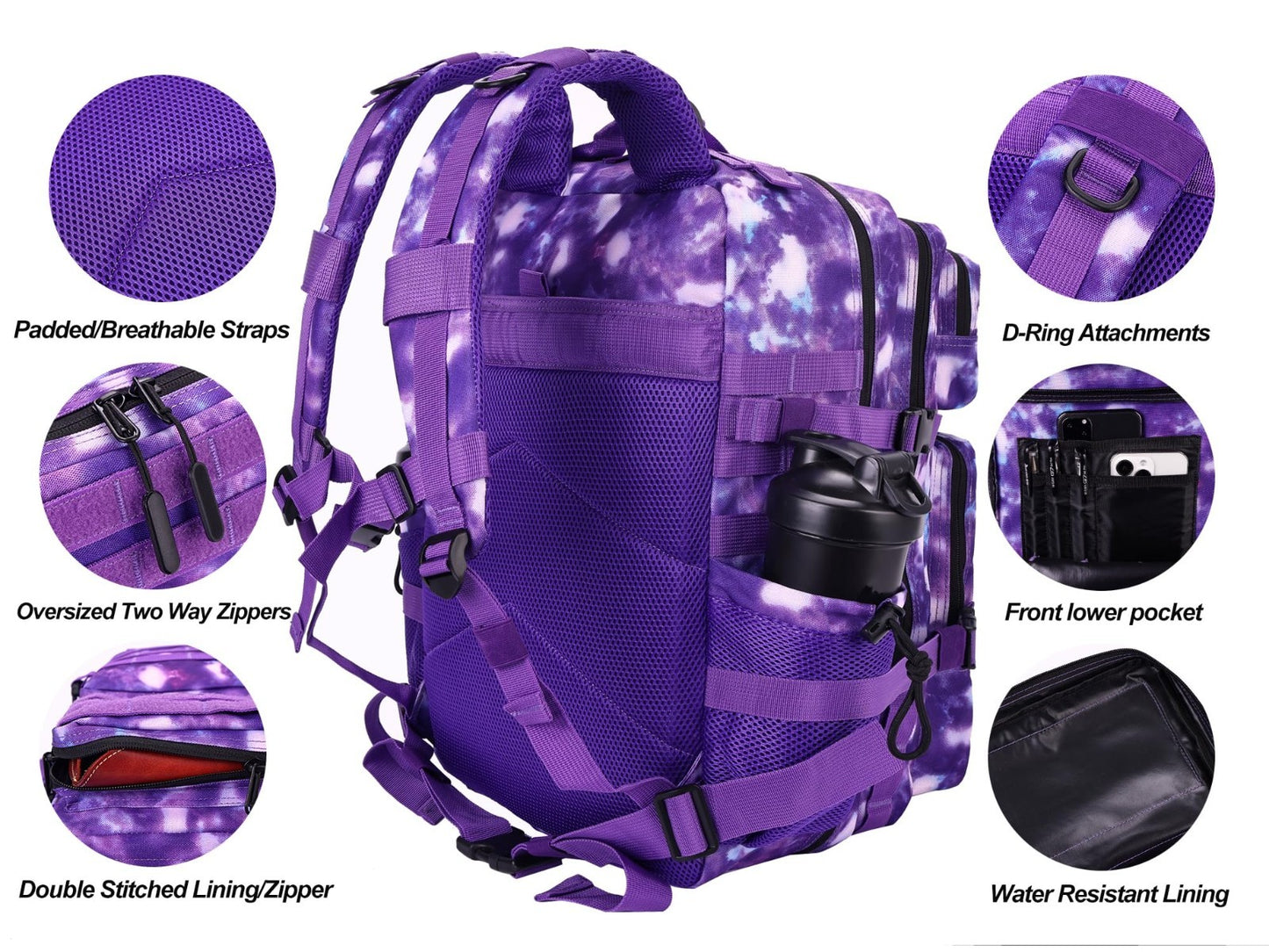 Tactical Military Backpack 45L Assault Pack Rucksack for Men & Women, Molle Syst3