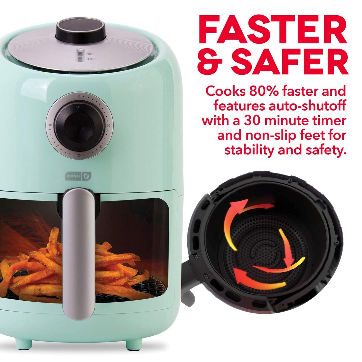 Compact Air Fryer 2 Quart - Healthy Cooking, Auto Shut-Off, Adjustable Temp, Non5