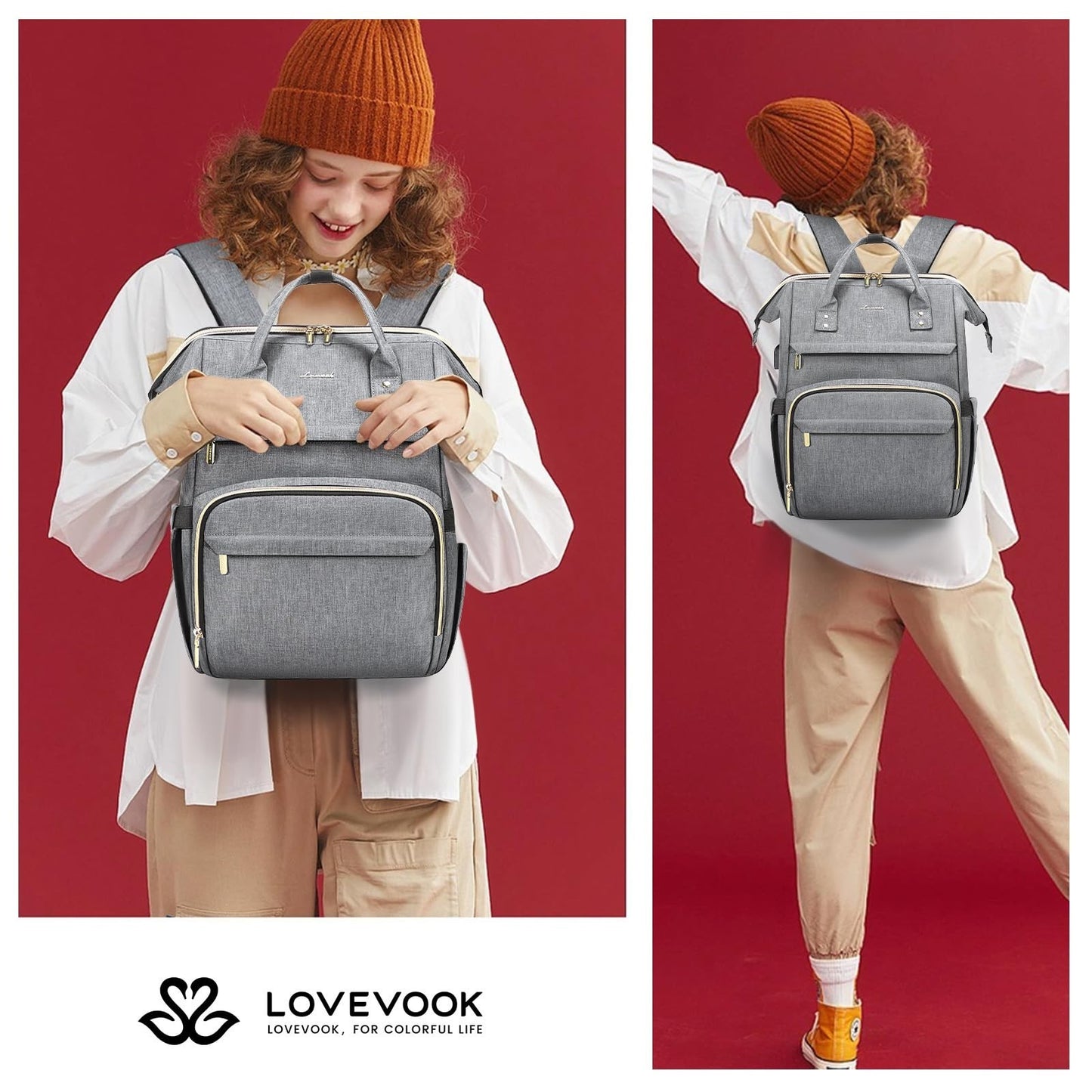 Stylish 15.6" Laptop Backpack for Women, Waterproof Travel Bag with USB Port, Gr6