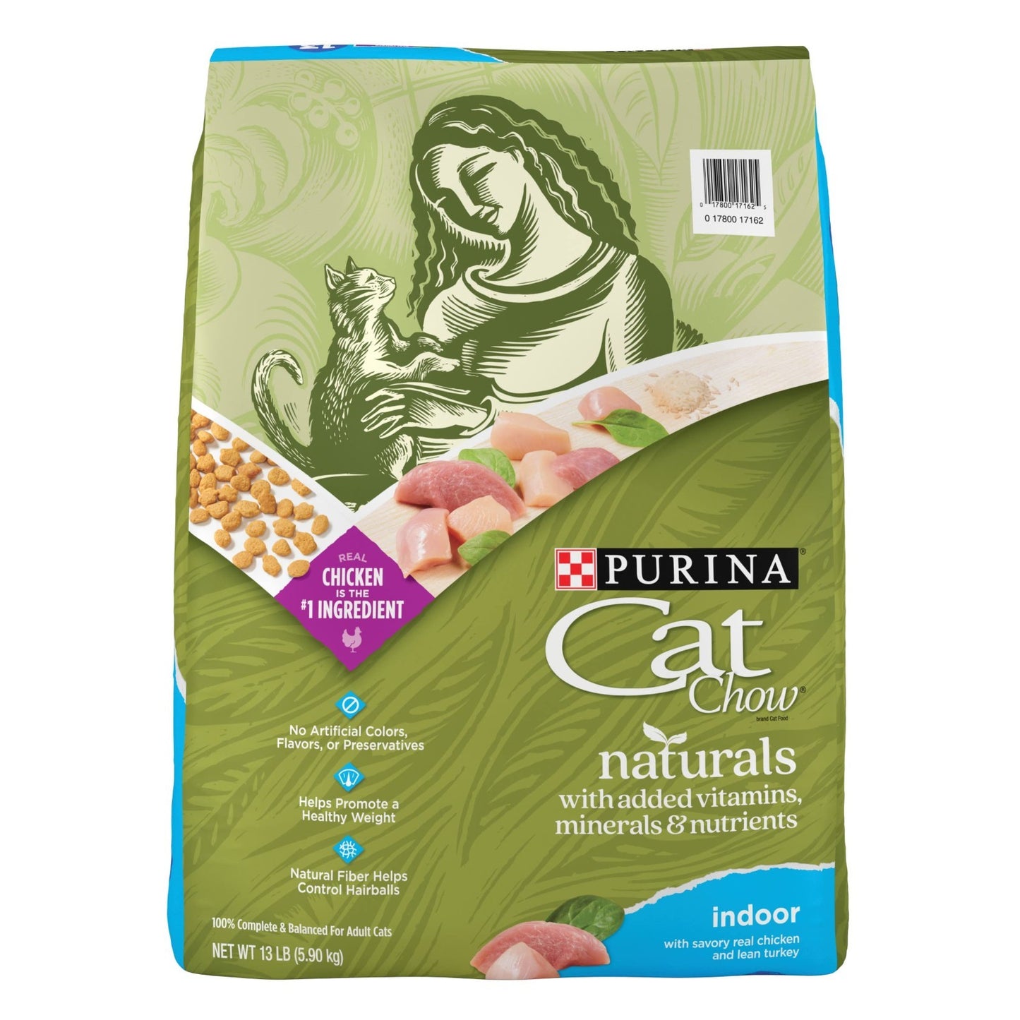 Natural Indoor Dry Cat Food for Hairball Control   13 lb Bag, Healthy Nutrition1