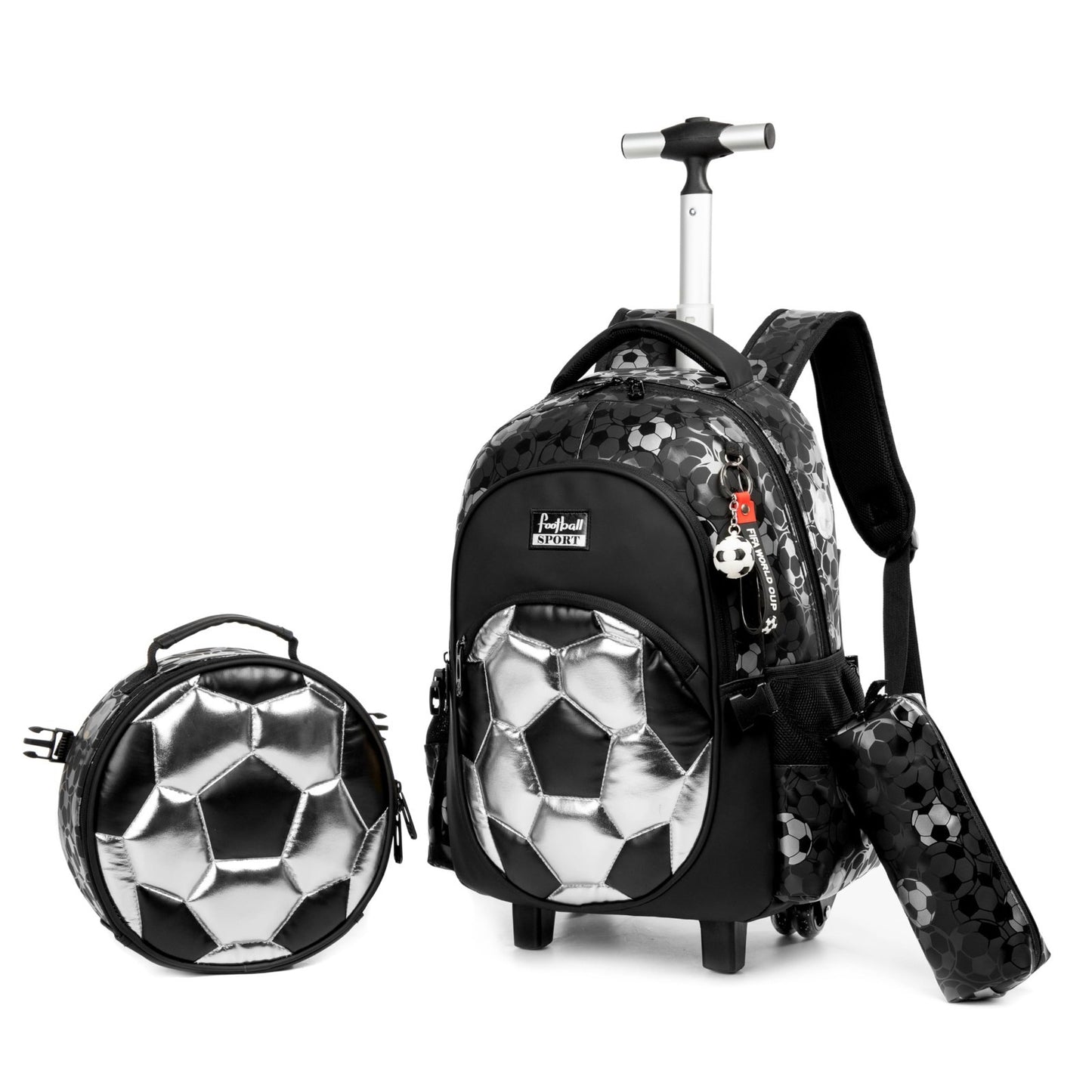 Rolling Backpack with Wheels for Boys   Kids Roller Bag with Lunch Box & Pencil1
