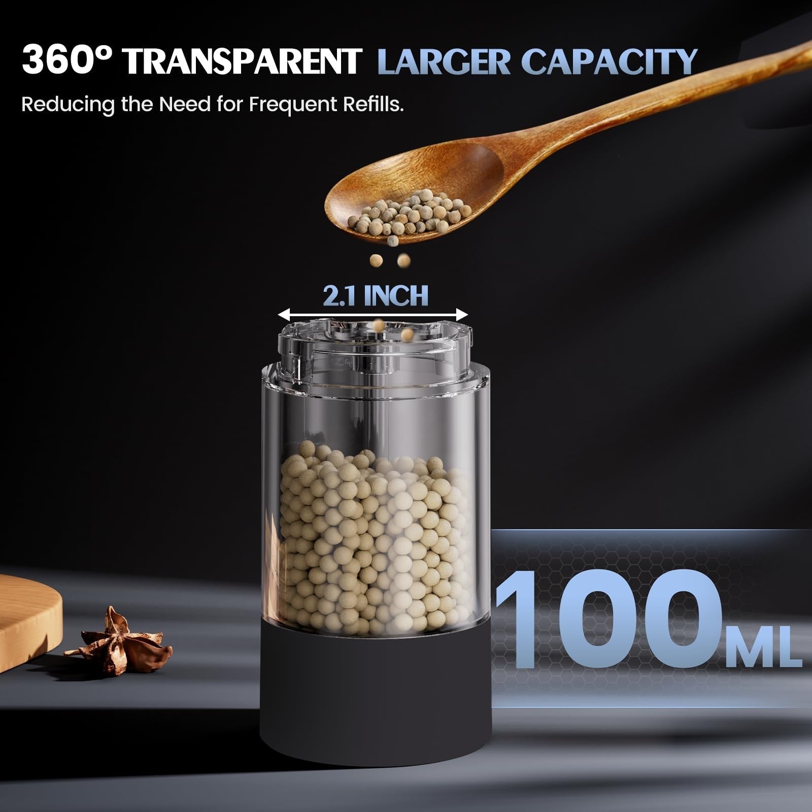 Automatic Electric Salt and Pepper Grinder Set   Adjustable Coarseness, LED, Lar4