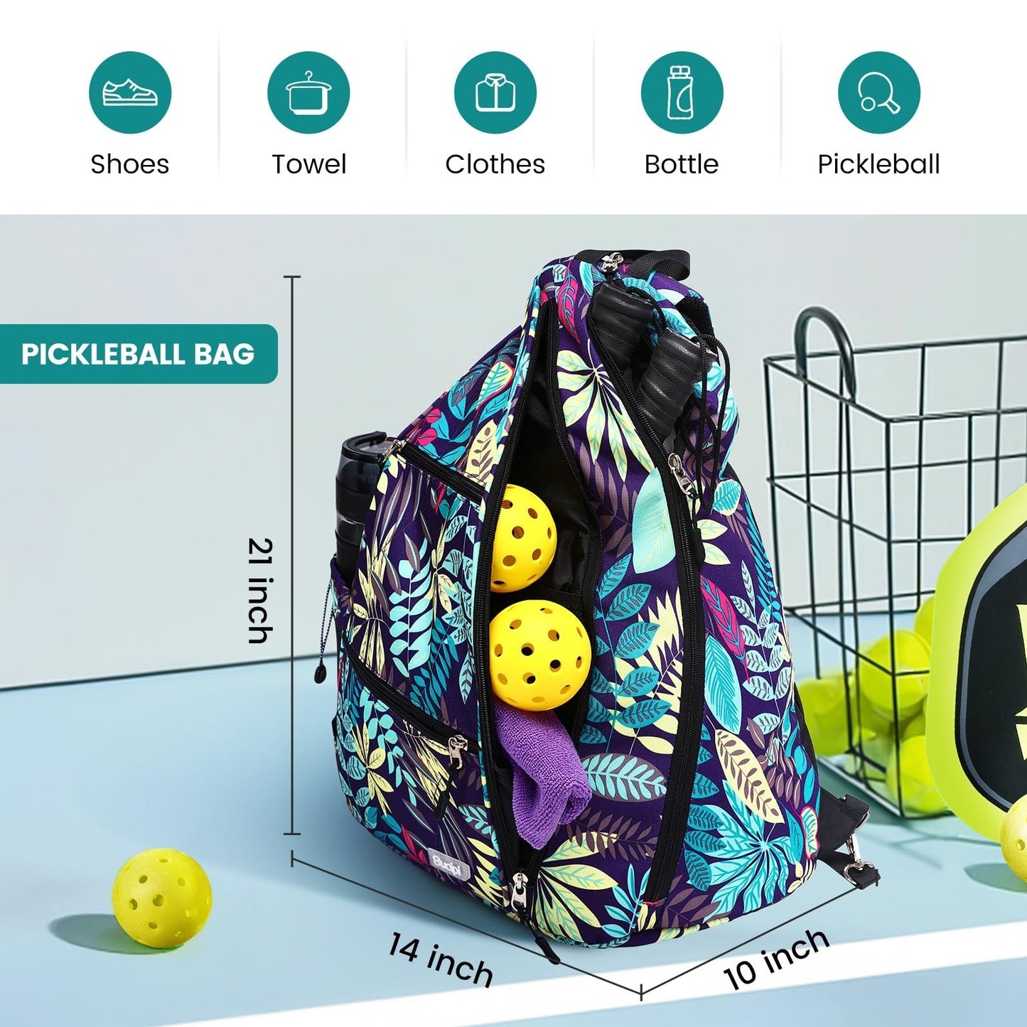Convertible Pickleball Backpack - Water-Resistant, Large Capacity, Holds 6 Paddl2
