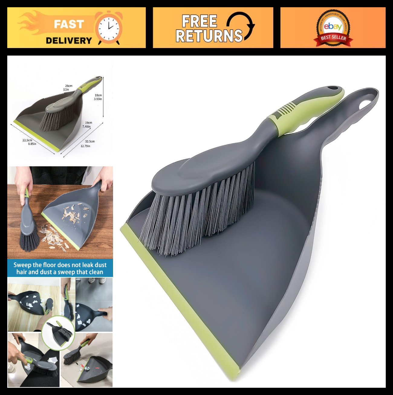 Dustpan and Brush Set - Handheld Broom for Kitchen, Floors, Tables, Pet Cages0