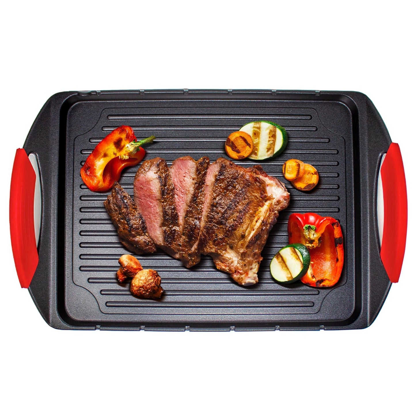 Cast Aluminum Griddle with Handles & 6 Stainless Steel Skewers for Grilling0