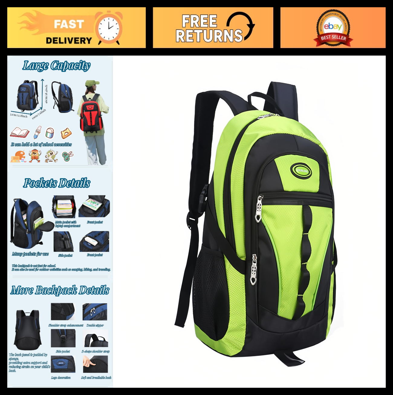 Teens School Backpack Casual Daypack for Boys & Girls   Outdoor Travel Knapsack0