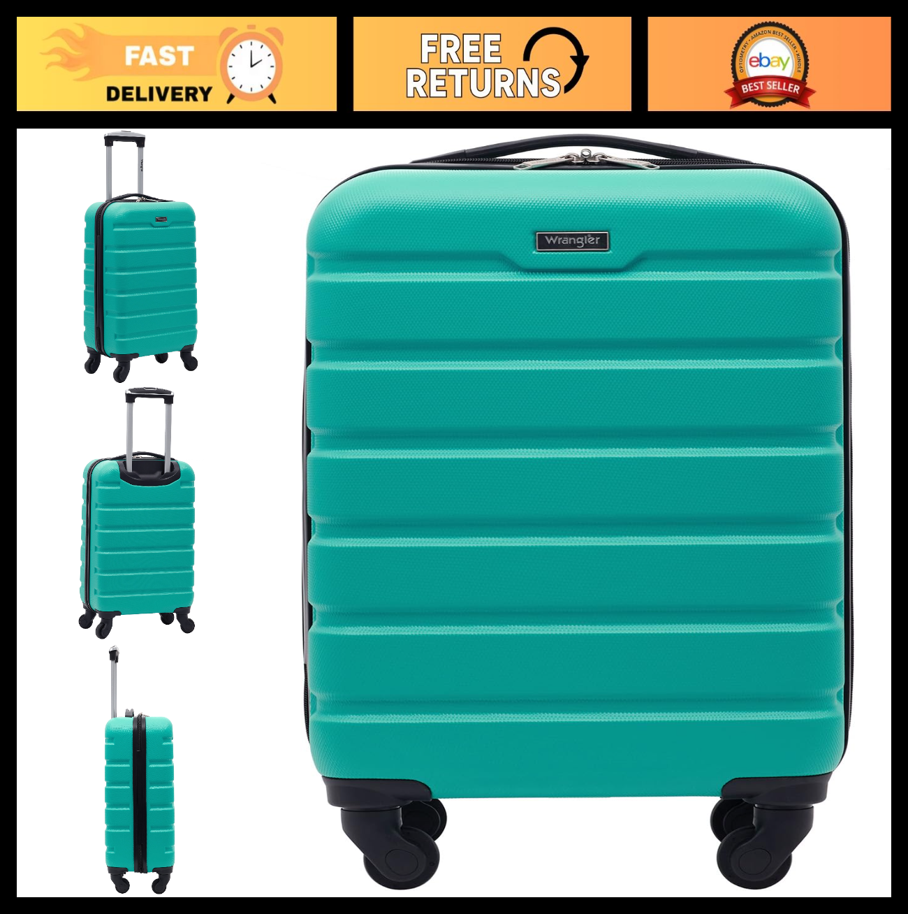 22" Hardside Spinner Carry-On Luggage - Lightweight, Durable, Teal Travel Bag0