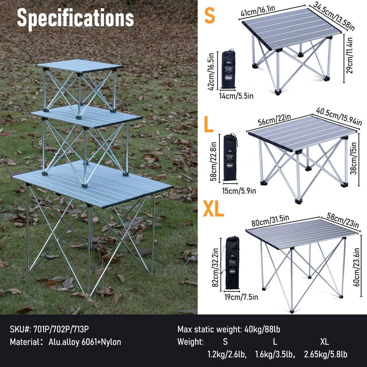 Ultralight Portable Folding Camping Table with Carry Bag - Compact & Durable3