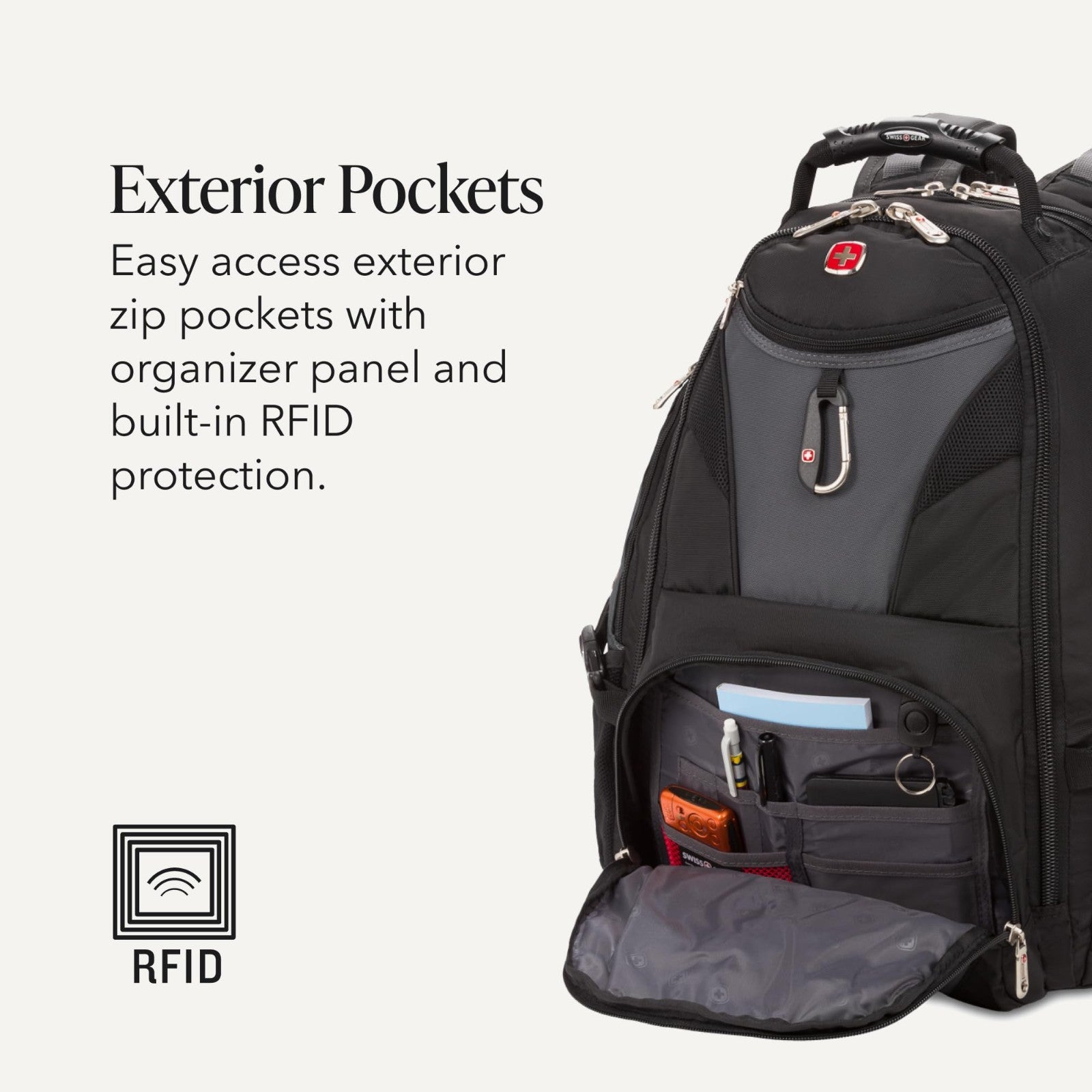 TSA Friendly 17 Inch Laptop Backpack, RFID Protection, Lay Flat Design, Black, 34
