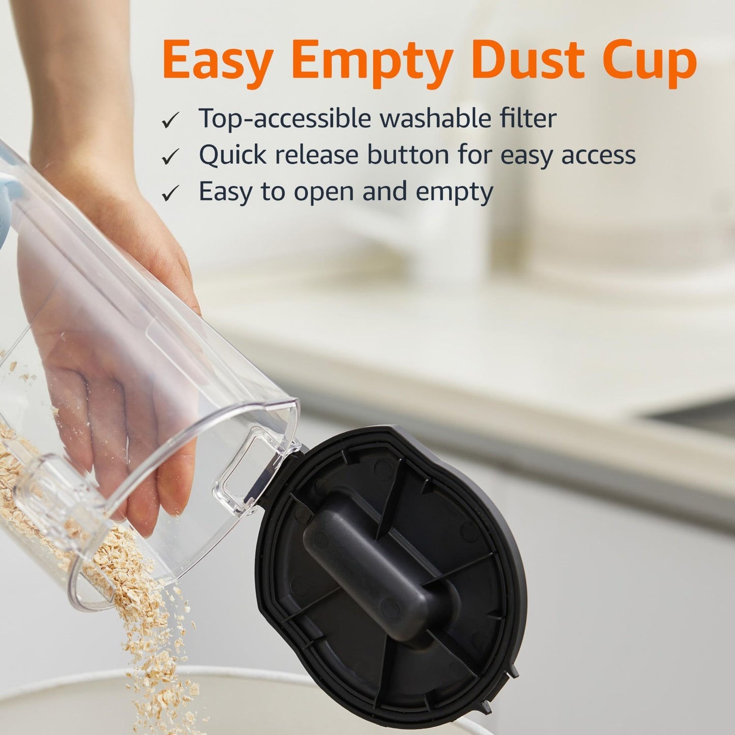 Lightweight Bagless Vacuum Cleaner for Carpet & Hard Floors, Washable Filter, To5