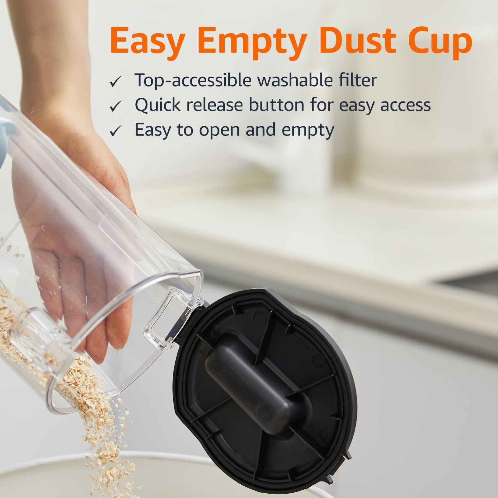 Lightweight Bagless Vacuum Cleaner for Carpet & Hard Floors, Washable Filter, To5