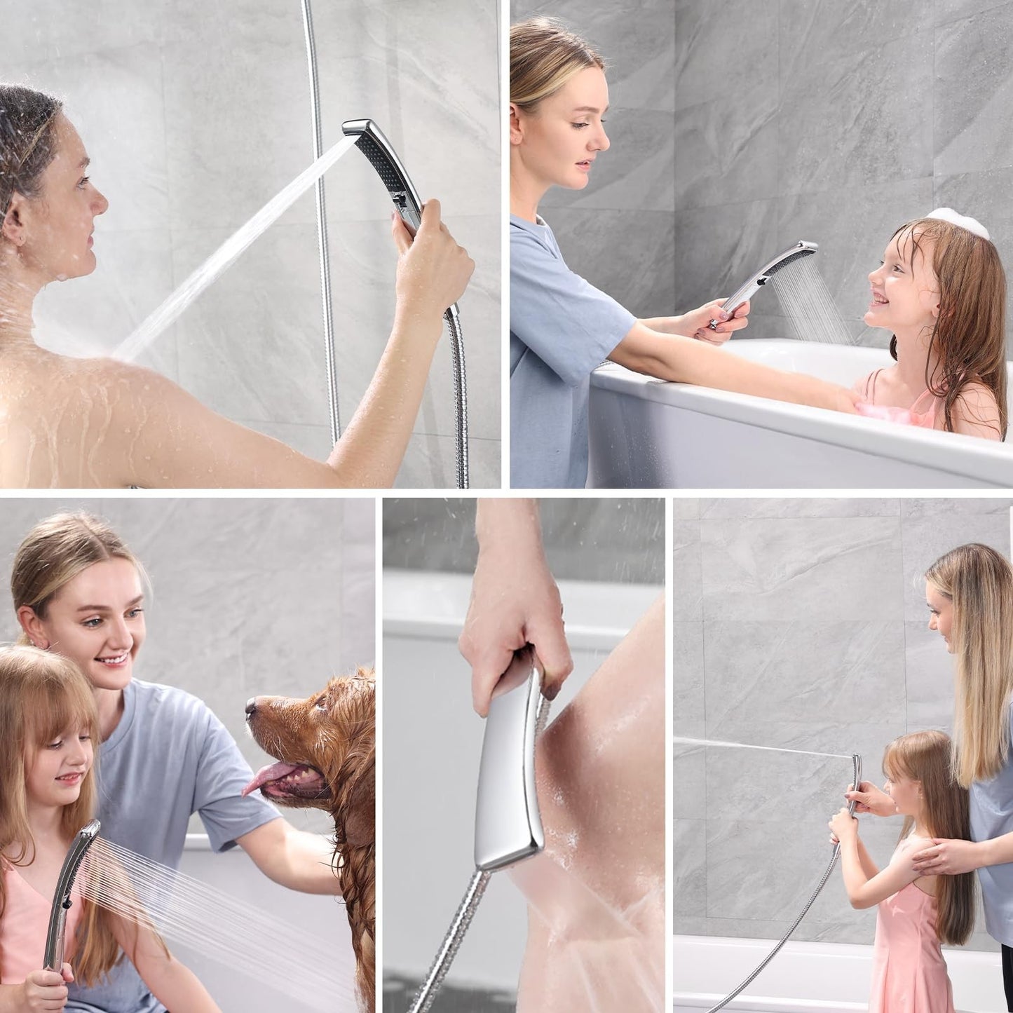 High Pressure Dual Shower Head Combo, Handheld & Rainfall Showerhead, 60" Hose3