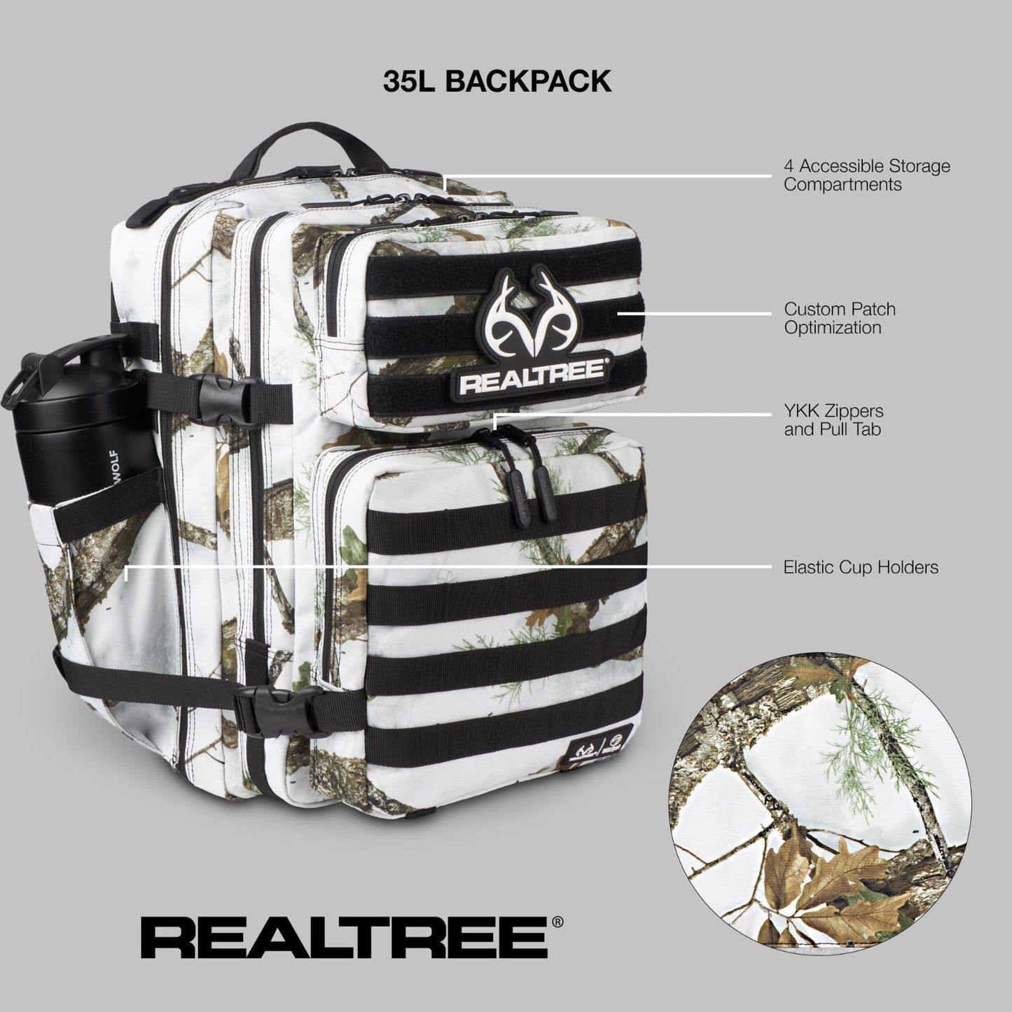 Durable 35L Waterproof Gym Backpack   MOLLE Webbing, Laptop Pocket, 1000D Oxford2