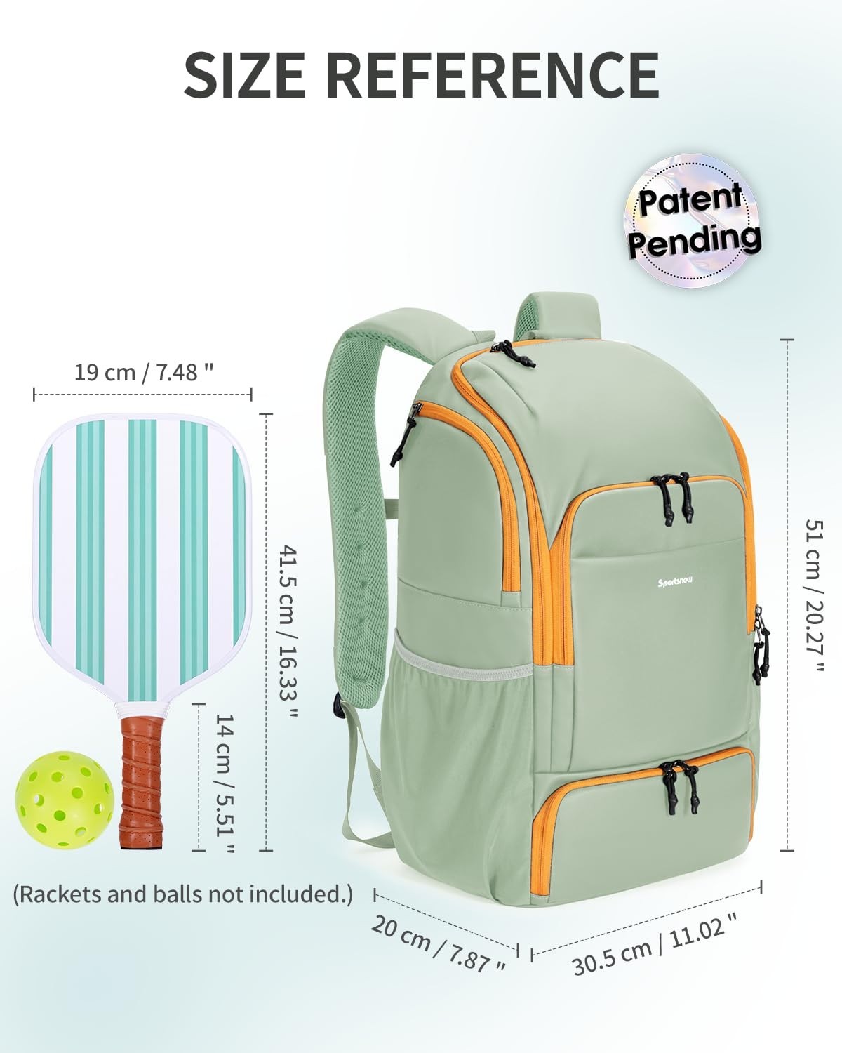 Waterproof Pickleball Bag with Shoe Compartment & Fence Hook | 30L, 2 Pockets, A4