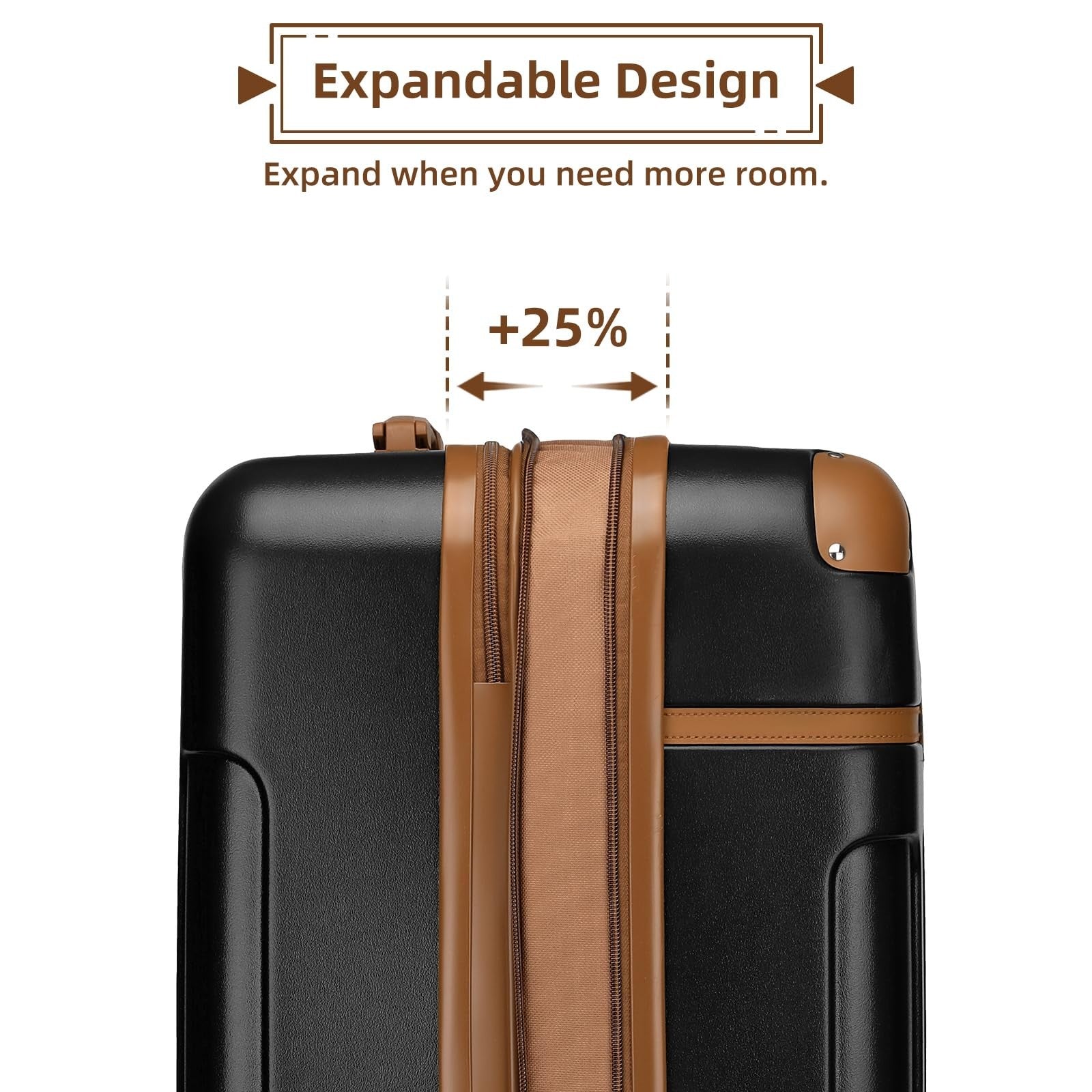 Expandable Carry-On Luggage 22x14x9, Lightweight ABS Hardshell, TSA Lock, Spinne2