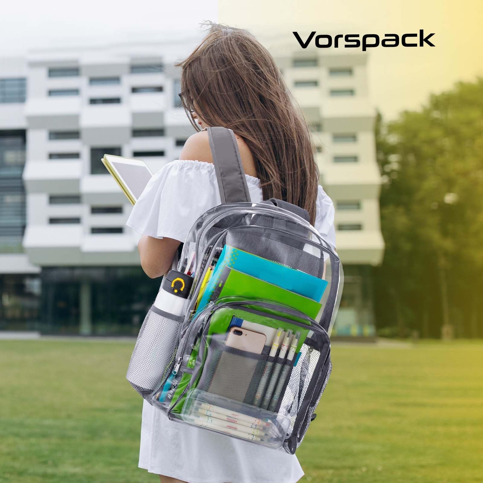 Clear PVC Backpack Heavy Duty Transparent Bag with Reinforced Straps - Large Cap2