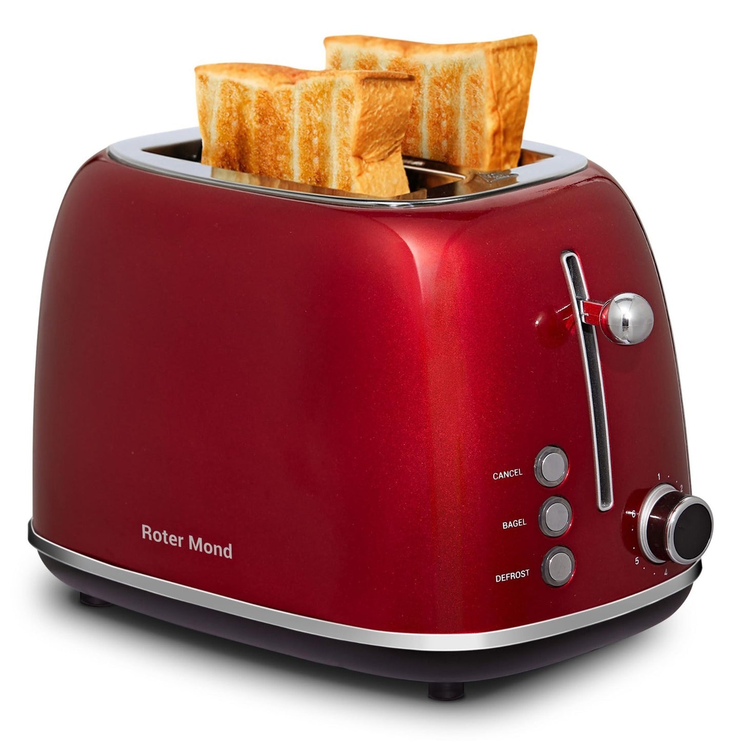 Retro Stainless Steel 2-Slice Toaster with Bagel, Cancel & Defrost Functions, 60