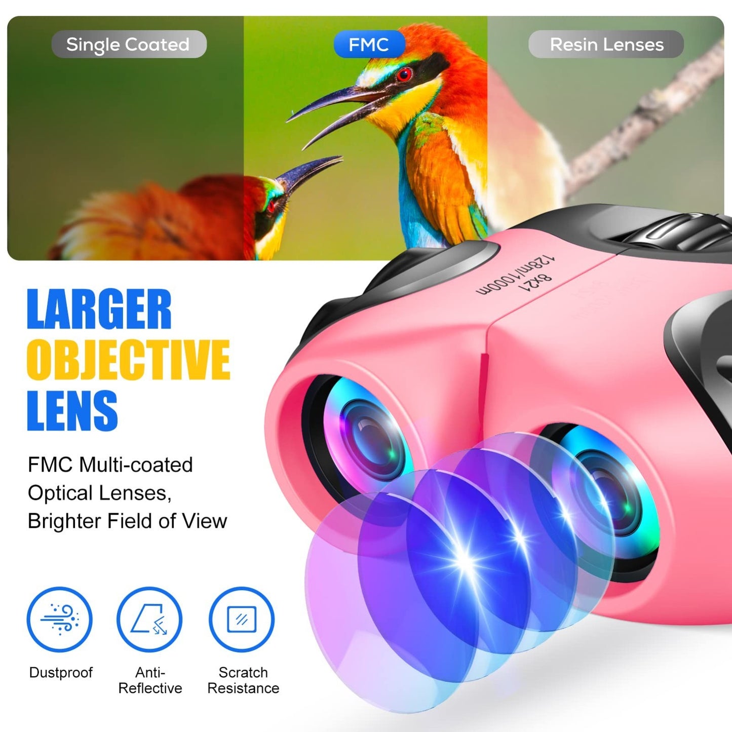 Compact High Resolution Shockproof Binoculars for Kids   Lightweight & Durable3