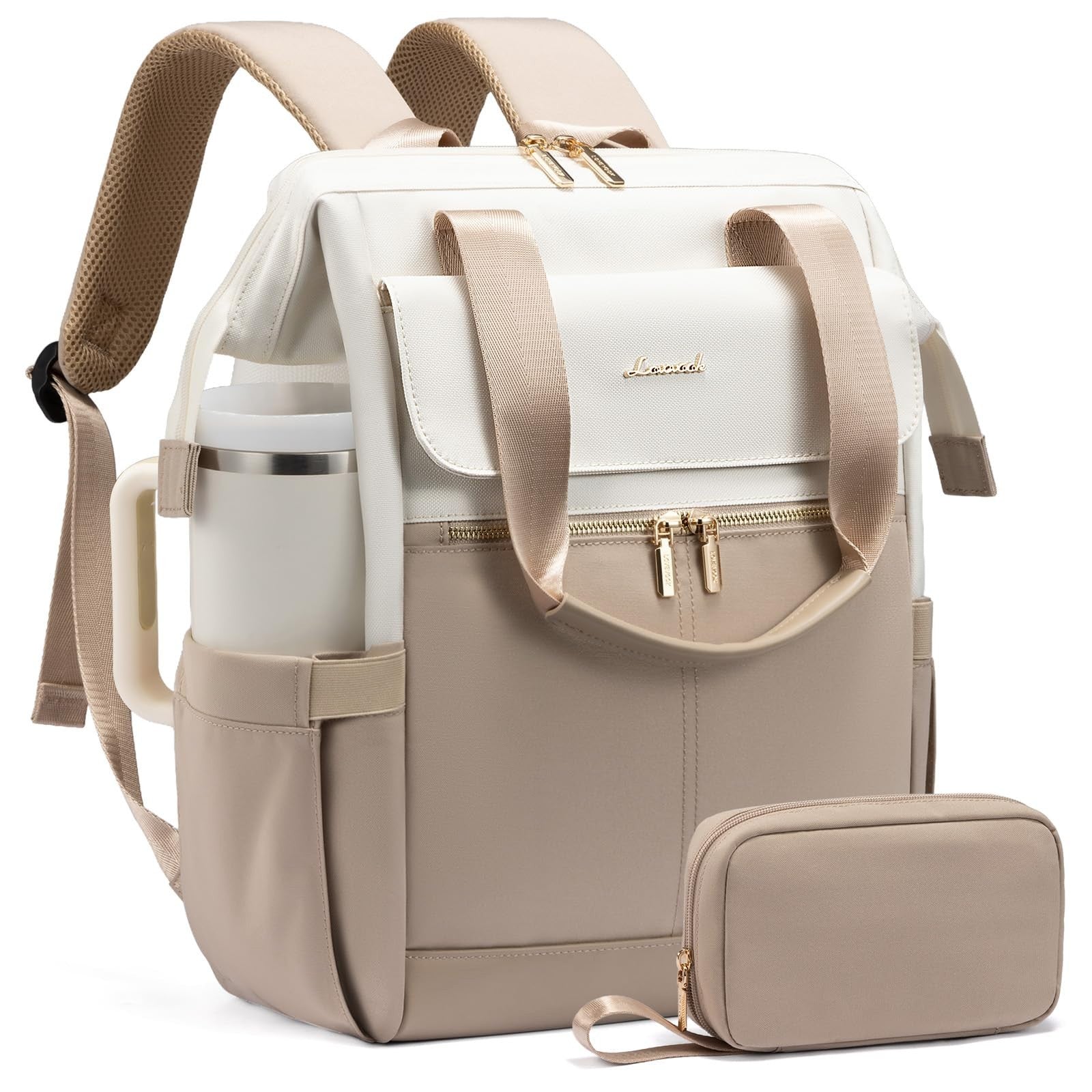 Stylish 15.6" Laptop Backpack for Women, USB Port, Waterproof Travel Bag, 2PCS1