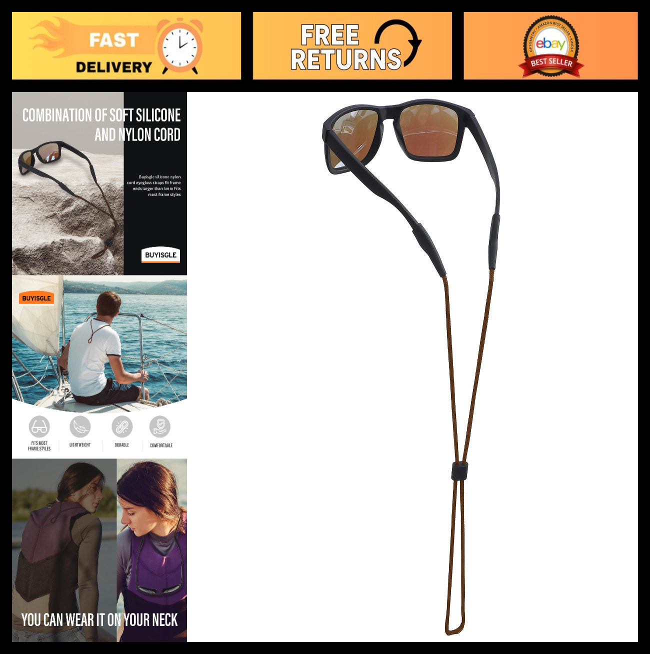 Eyeglass Holder Strap - Sunglasses Cords for Men, Women & Kids - Neck Lanyard Re0