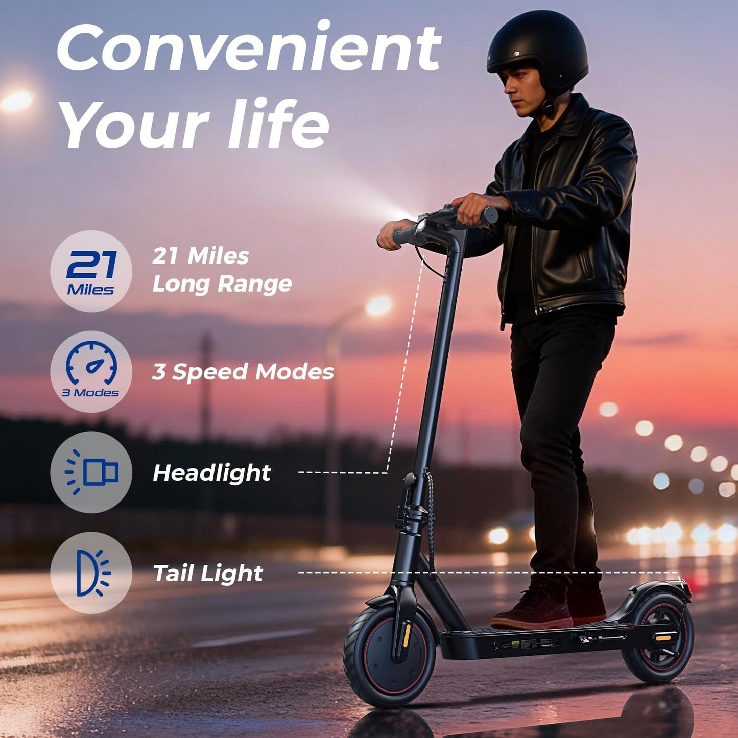 High-Power Electric Scooter for Adults & Teens, 1200W/1000W/500W Motor, 10"/8.5"7