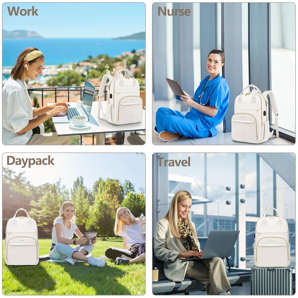 Stylish 15.6" Laptop Backpack for Women   Waterproof Travel Bag with USB Charger6