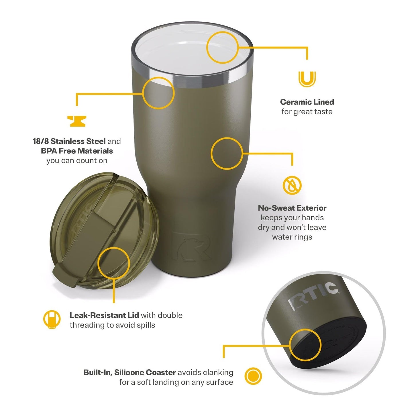 40oz Insulated Tumbler with Lid   Double Wall Vacuum Sealed Travel Cup for Hot &4