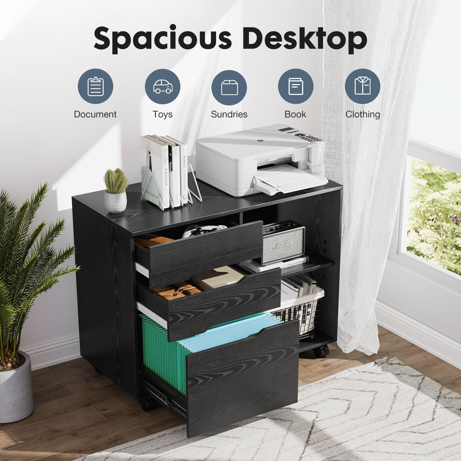3 Drawer File Cabinet   Rolling Lateral Storage, Adjustable Shelves, Home Office3