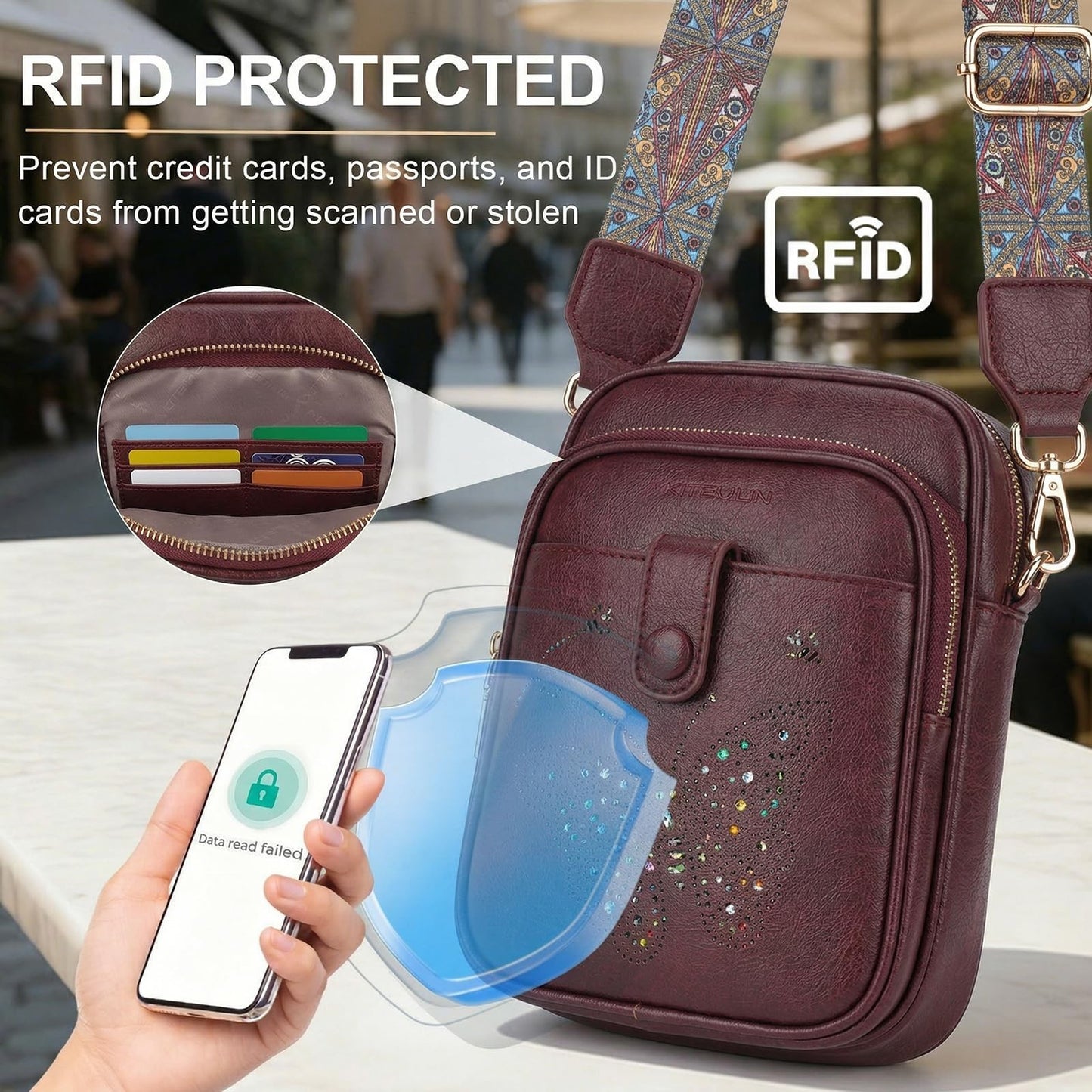 Stylish Leather Crossbody Bag for Women - Small Shoulder Purse with RFID Slots &3