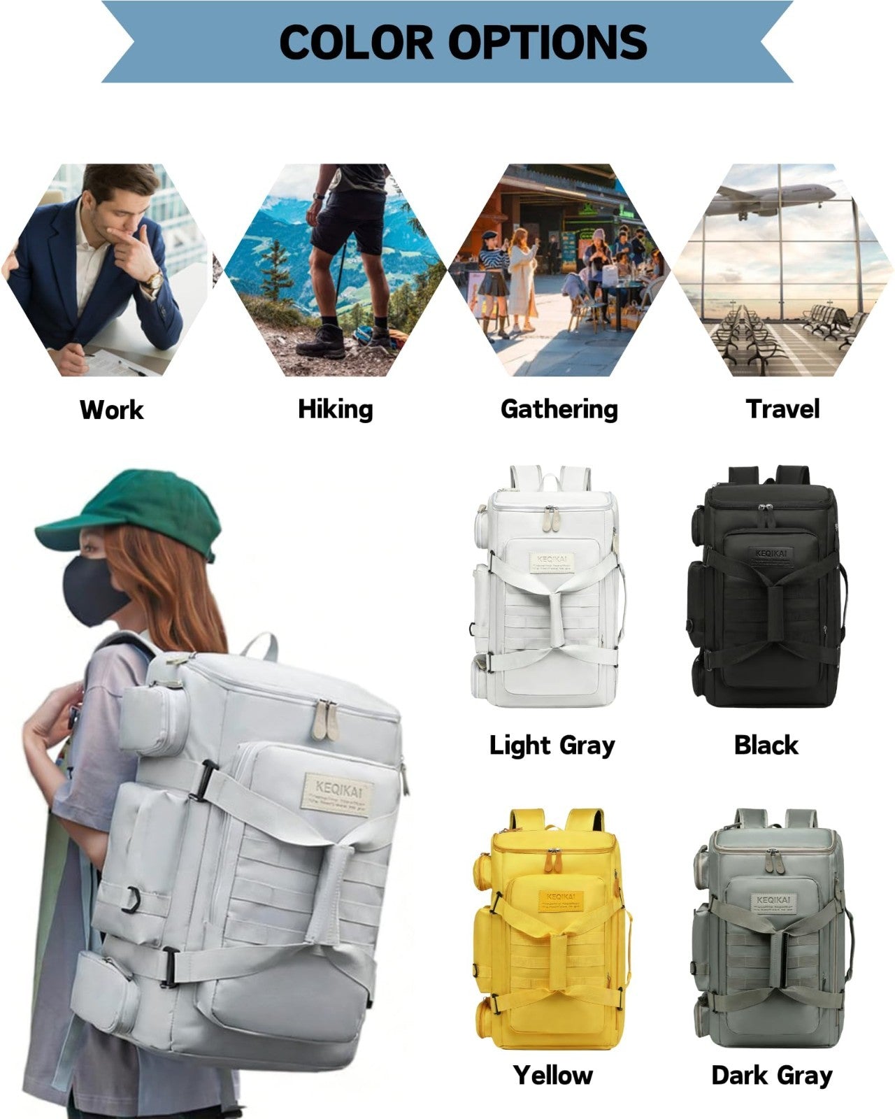 50L Waterproof Travel Duffle Backpack for Men & Women - Gym, Sports, Weekend Bag7