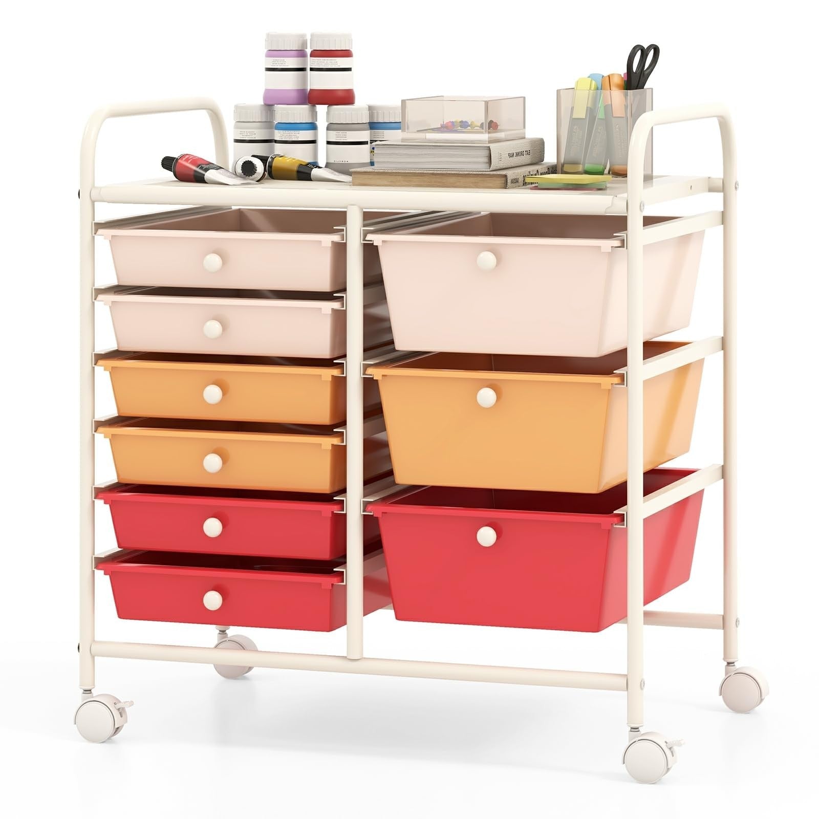 9 Drawer Rolling Storage Cart with Wheels   Mobile Under Desk Organizer for Craf1