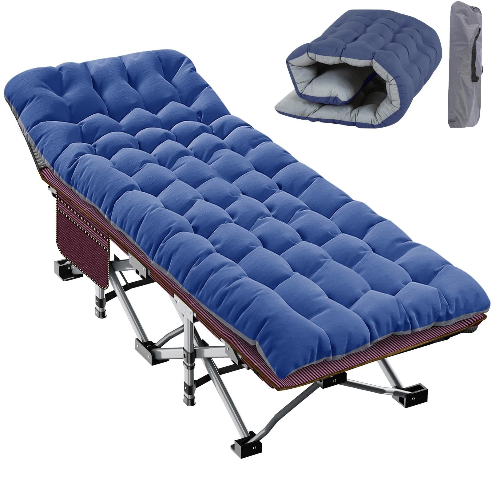 Folding Camping Cot for Adults   28" Wide, 880 lbs Capacity, Padded with Carry B1