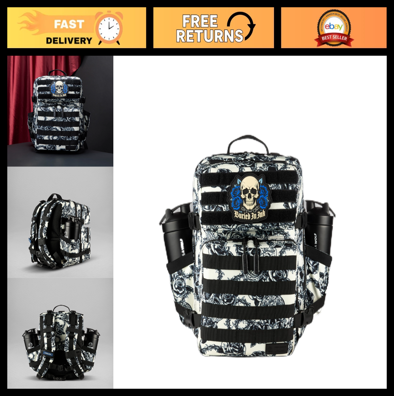 Durable 25L Waterproof Gym Backpack   MOLLE Webbing, Laptop Pocket, 1000D Oxford0