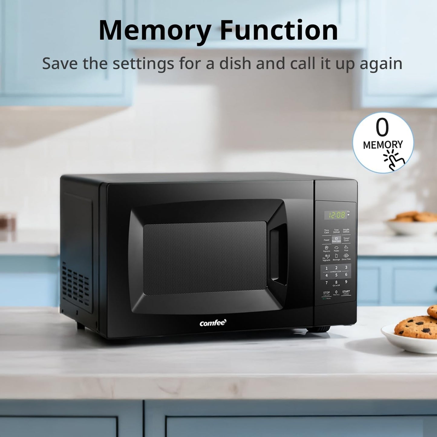 Compact Countertop Microwave Oven 0.7 Cu.Ft, 700W, ECO Mode, One Touch, Child Lo7