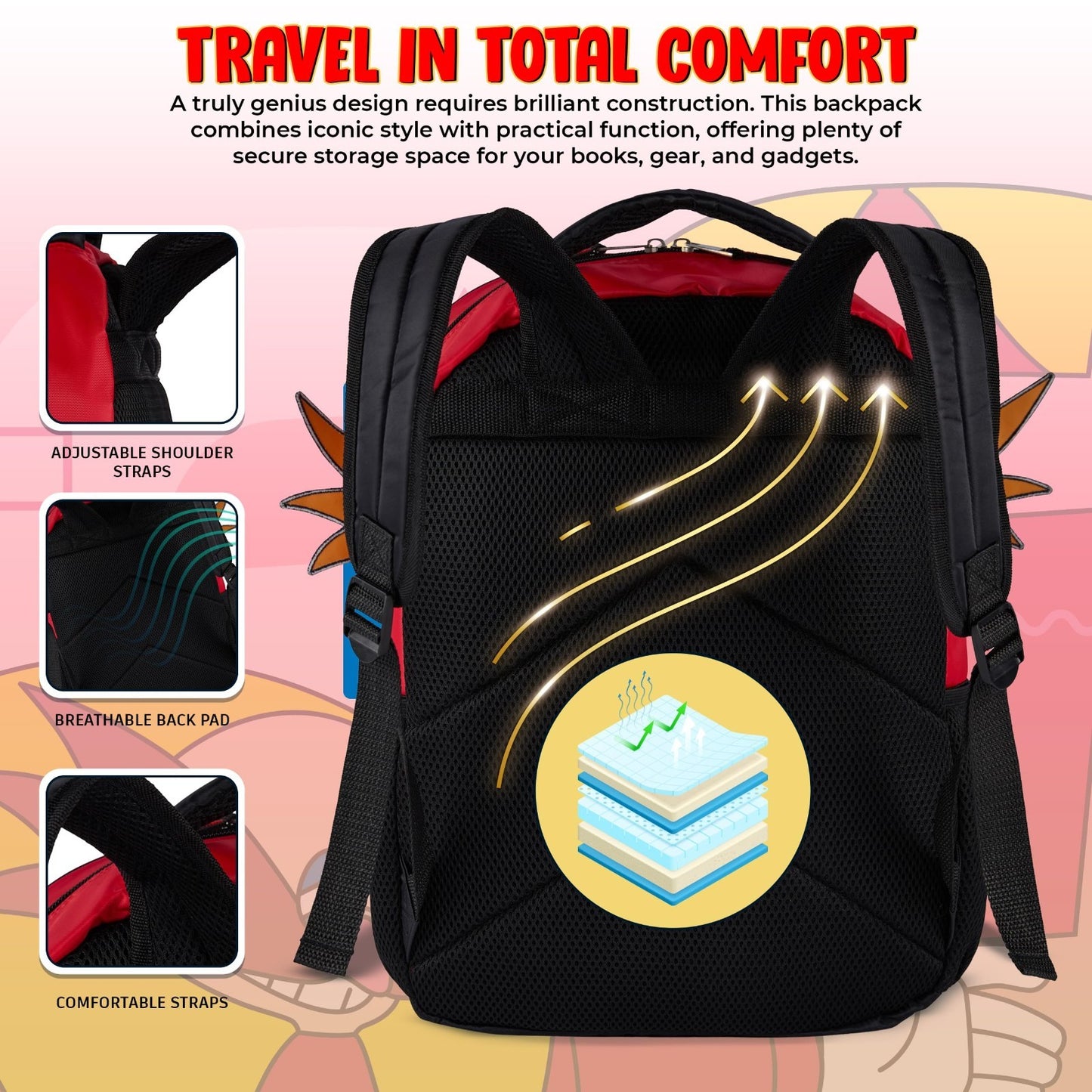 Sonic The Hedgehog Backpack 16" Schoolbag for Kids, Dr. Eggman Face & Dangle Toy4