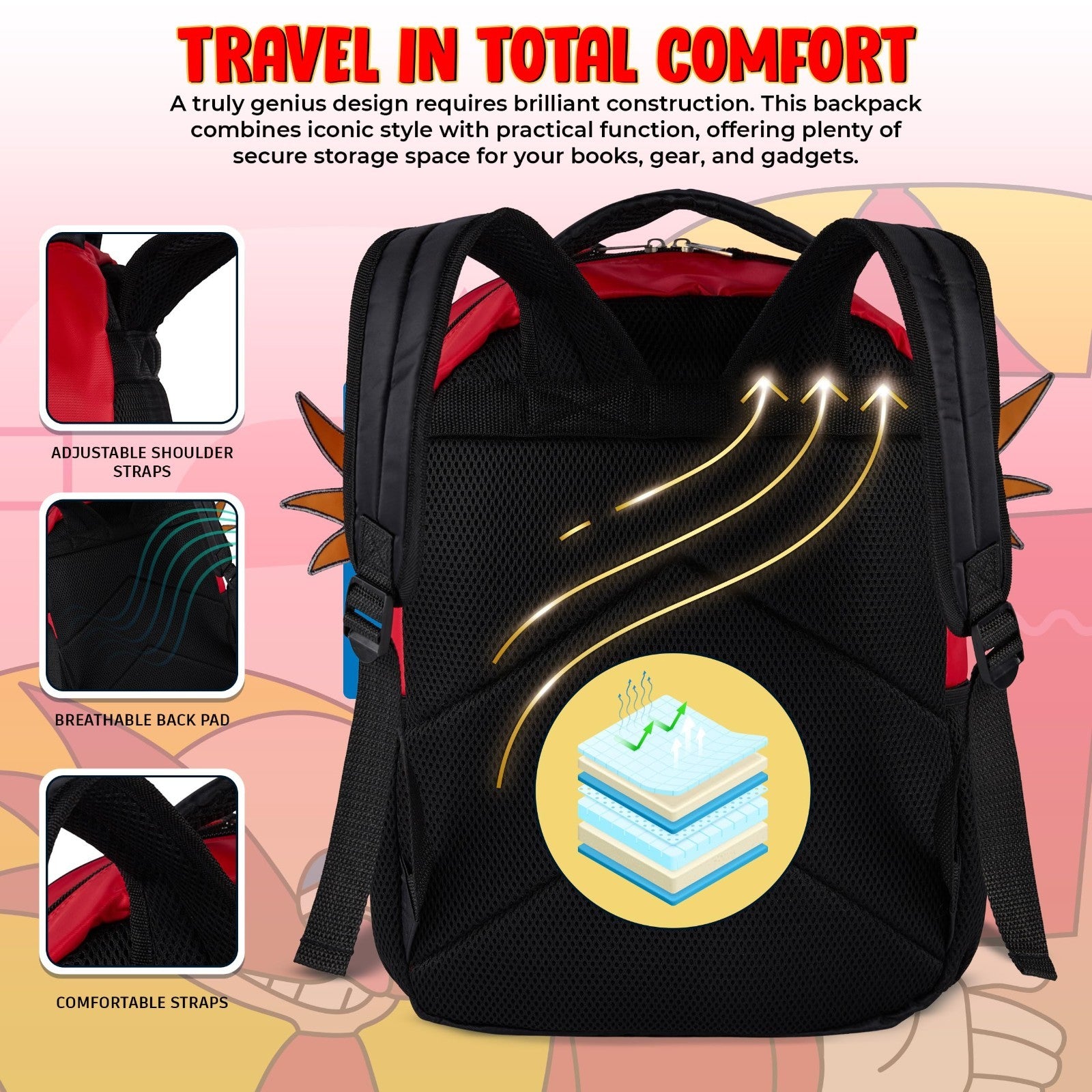 Sonic The Hedgehog Backpack 16" Schoolbag for Kids, Dr. Eggman Face & Dangle Toy4
