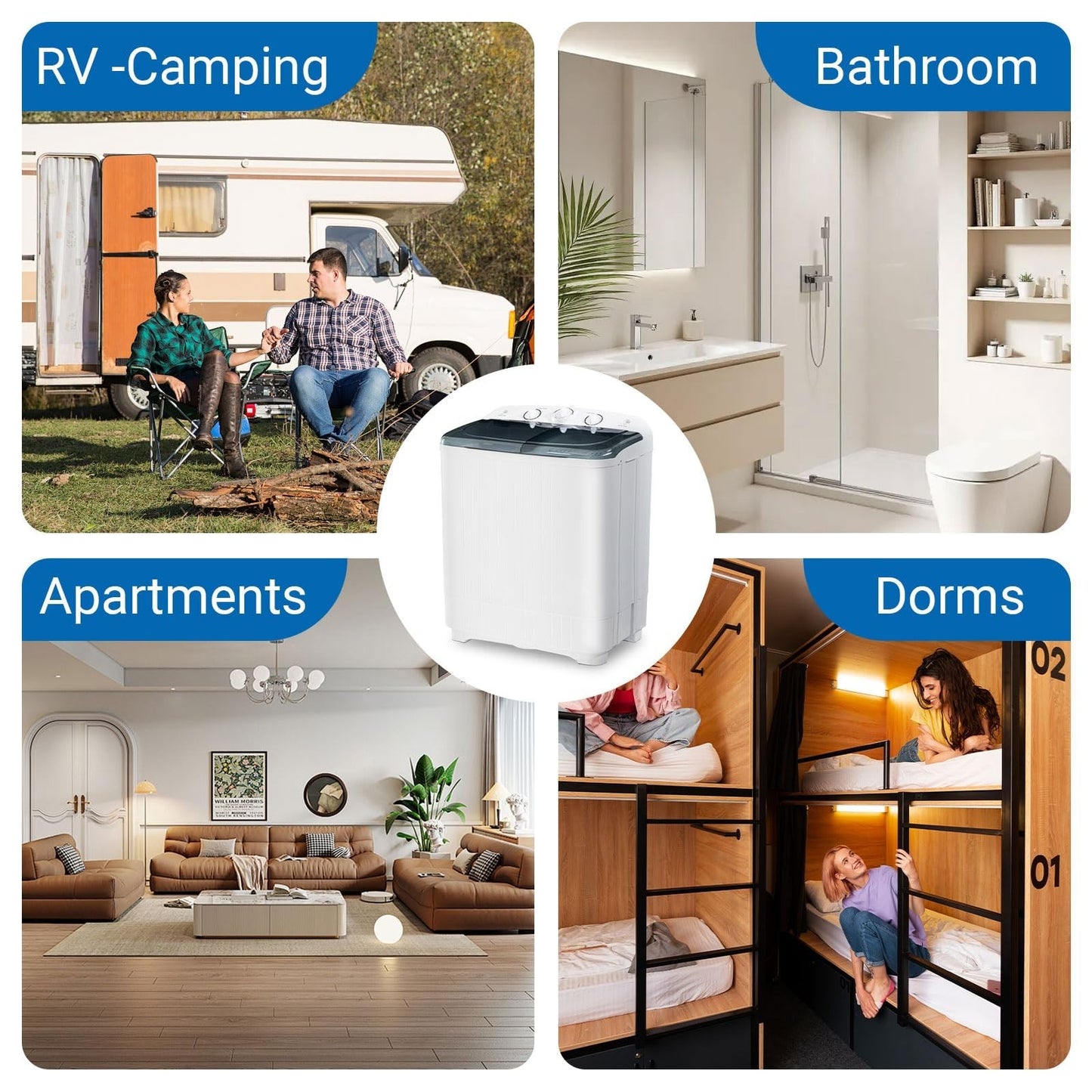 Portable Twin Tub Washing Machine 22 lbs with Drying Rack, Mini Compact Laundry6