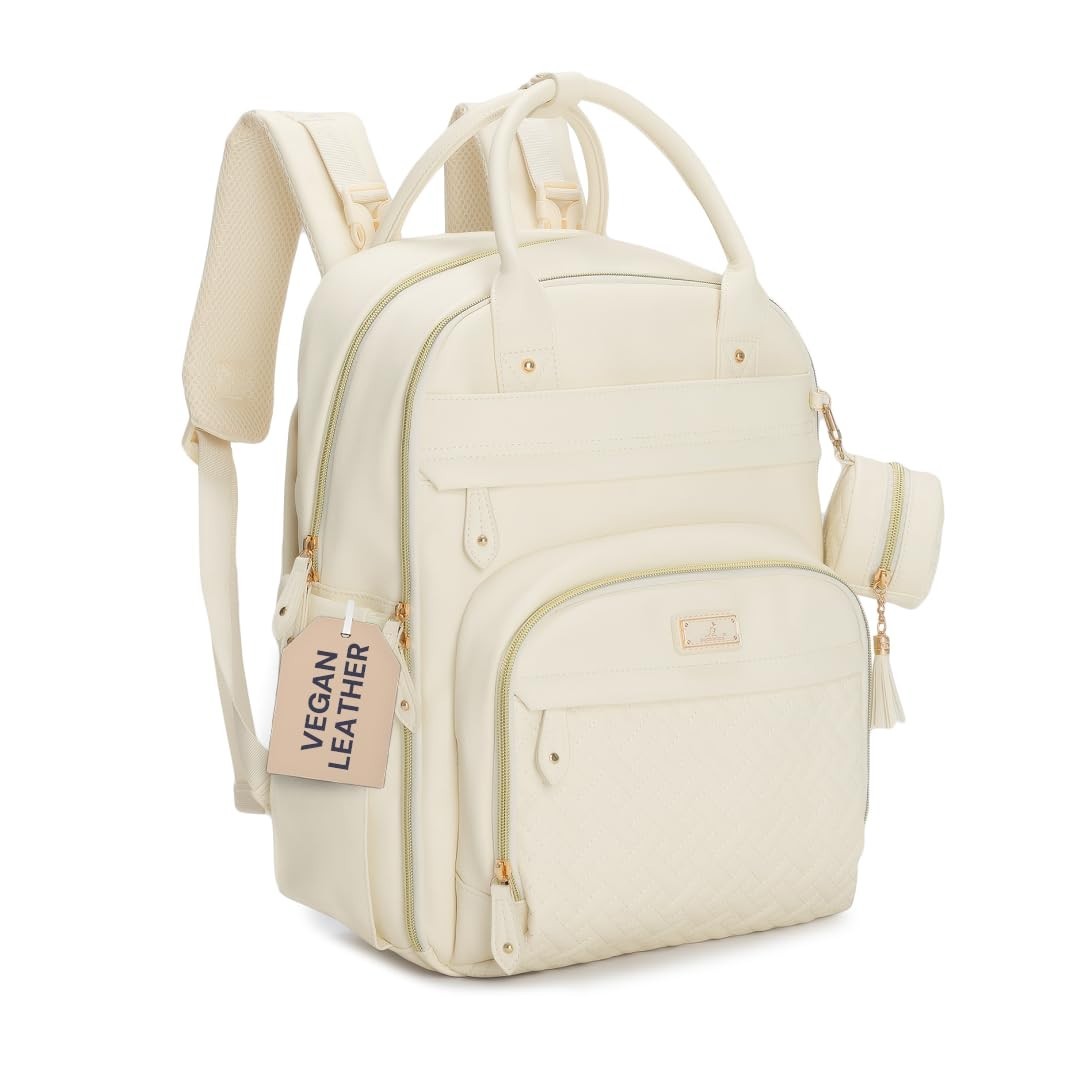Multi Function Leather Diaper Bag Backpack   Water Resistant, Changing Pad, Stro1